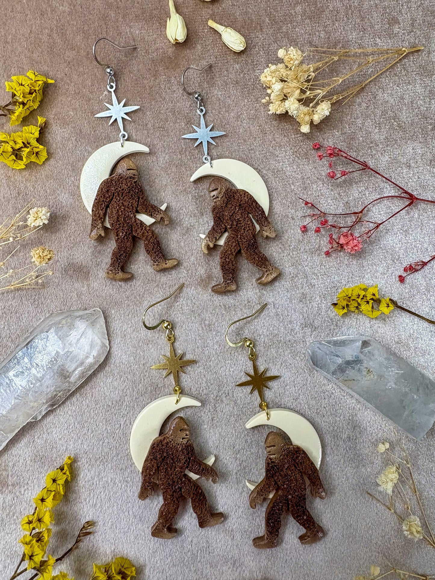 Sasquatch Moon Earrings