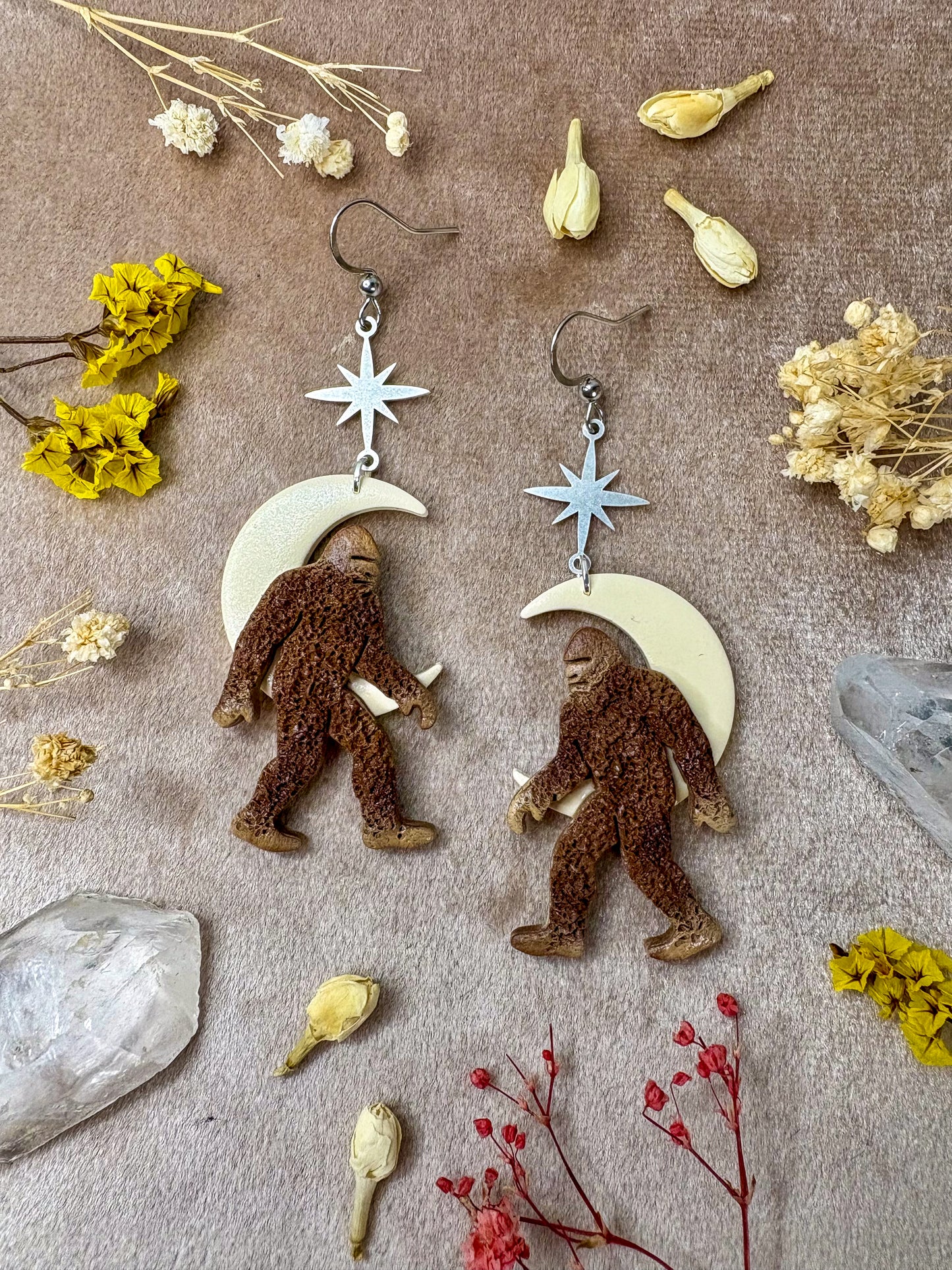 Sasquatch Moon Earrings