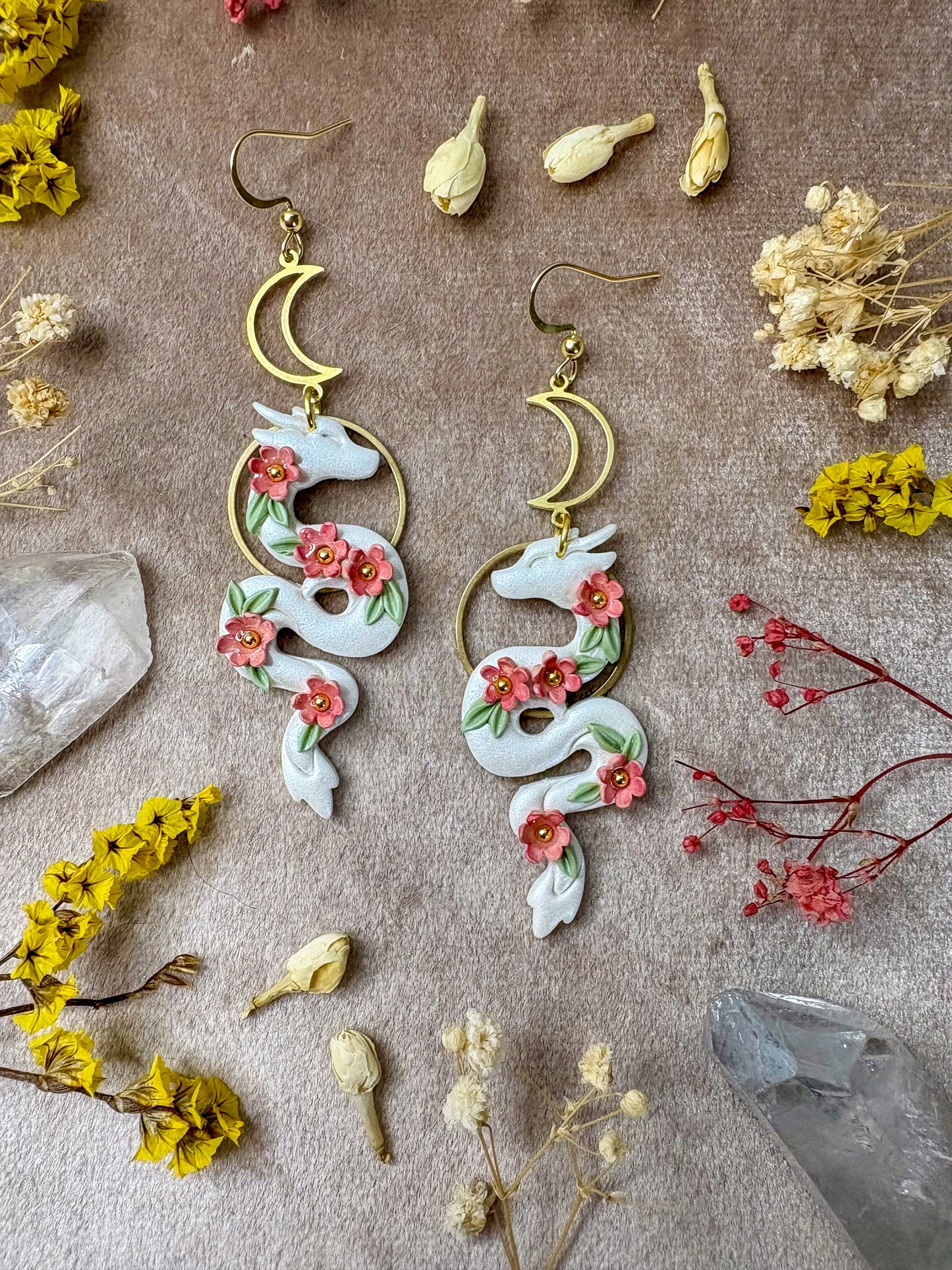 Cherry Blossom Dragon Earrings
