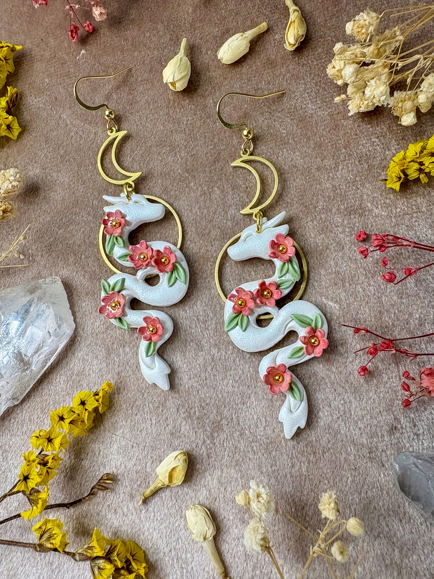 Cherry Blossom Dragon Earrings