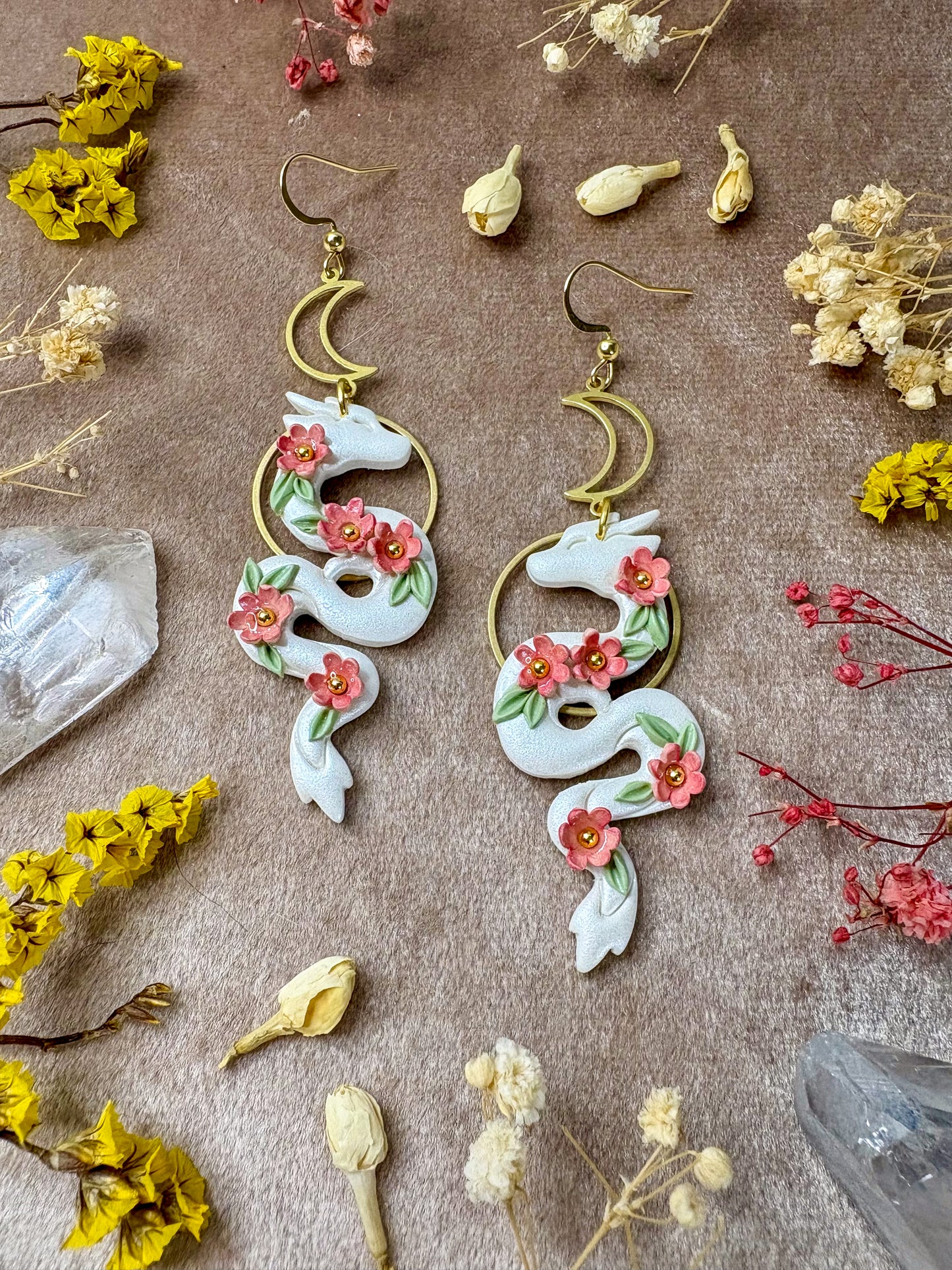Cherry Blossom Dragon Earrings