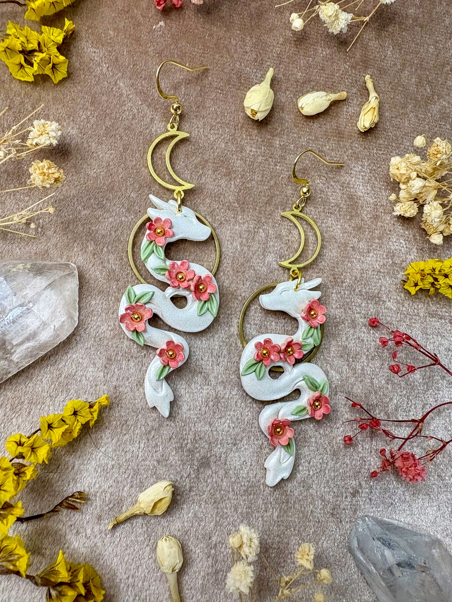 Cherry Blossom Dragon Earrings