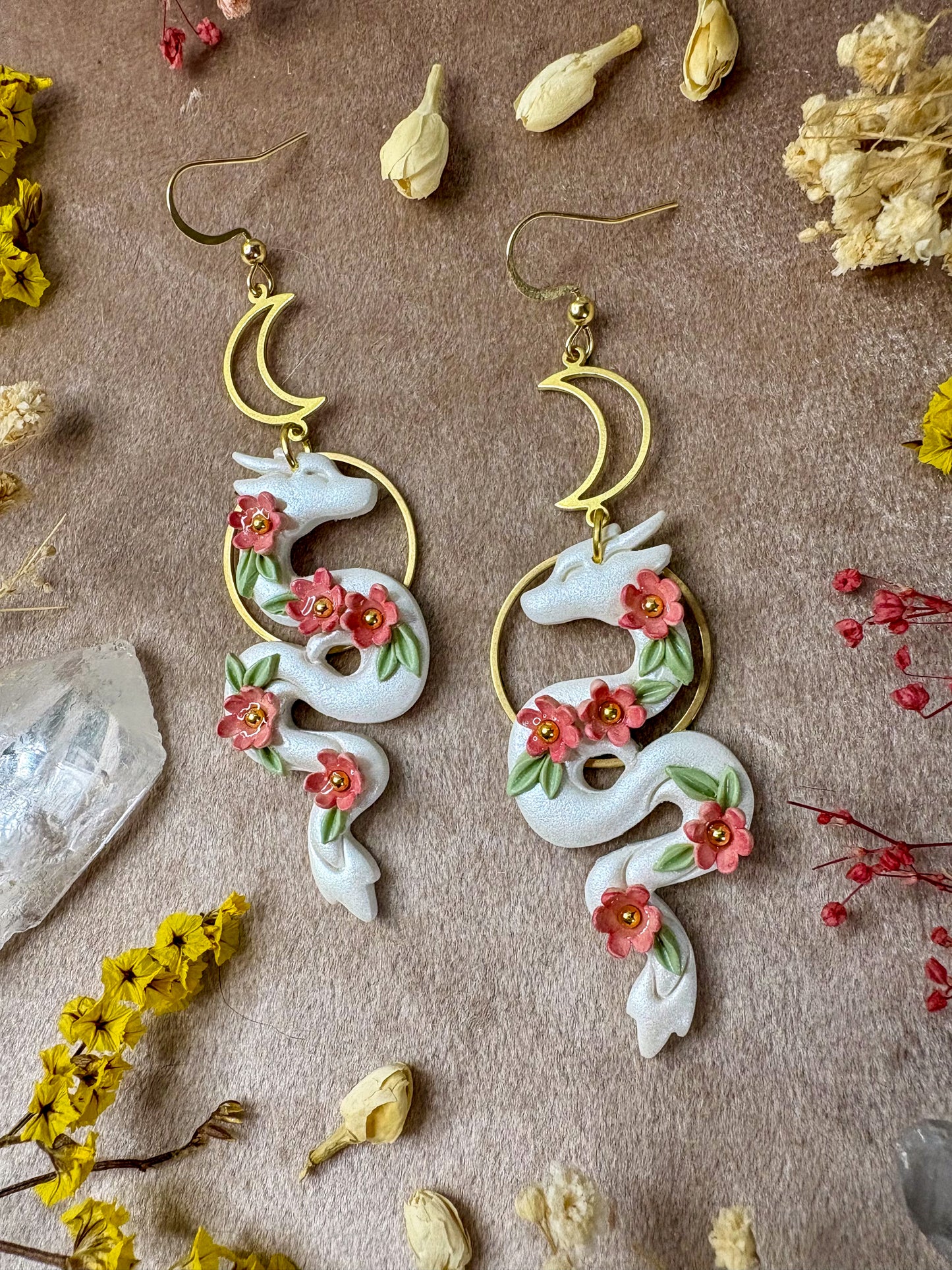 Cherry Blossom Dragon Earrings