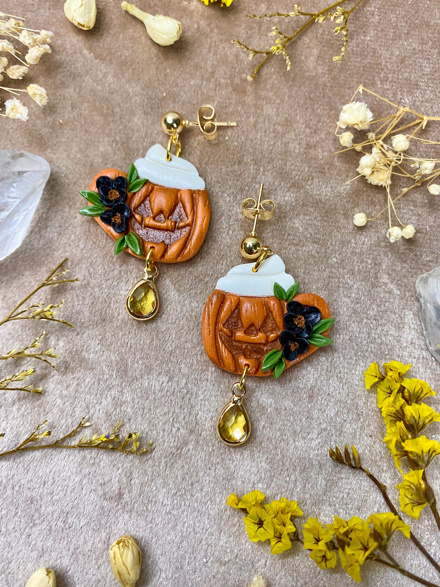 Floral Pumpkin Mug Latte Earrings