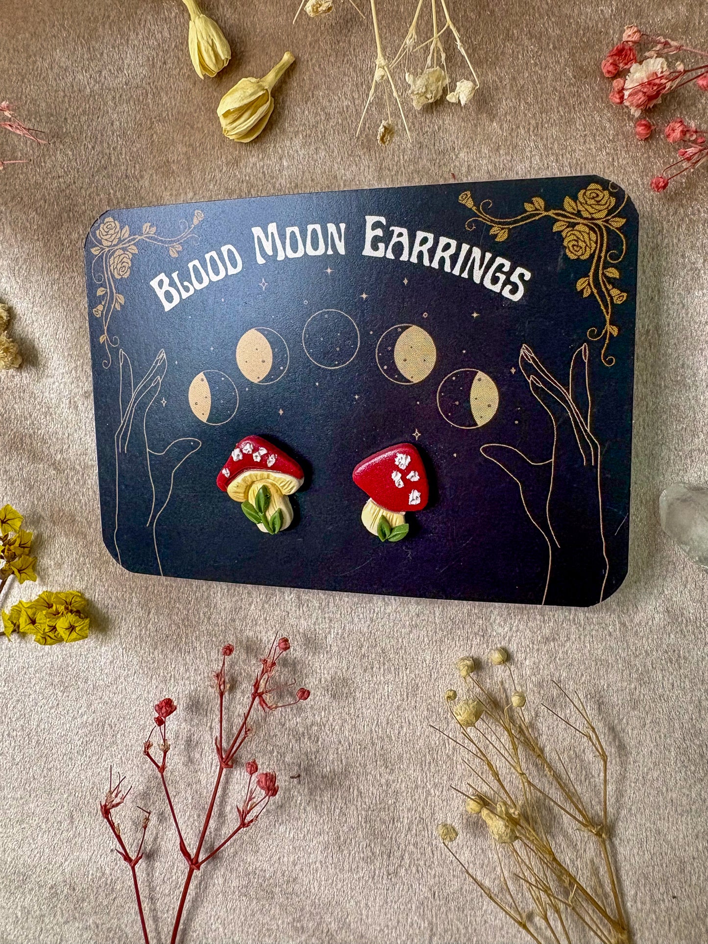 Forest Mushroom Stud Earrings