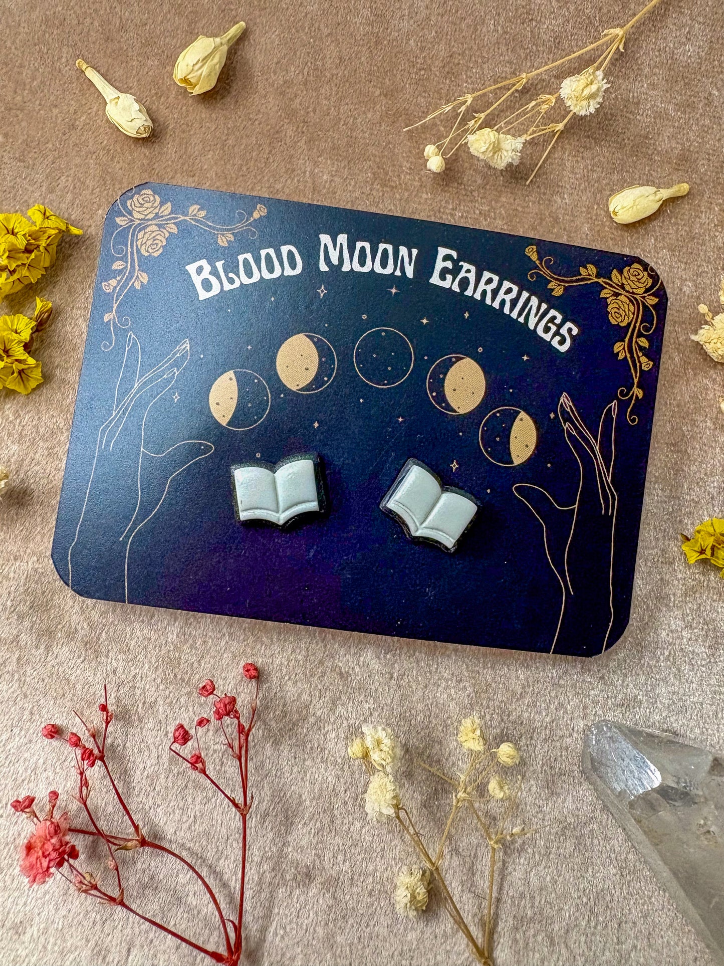 Open Book Stud Earrings