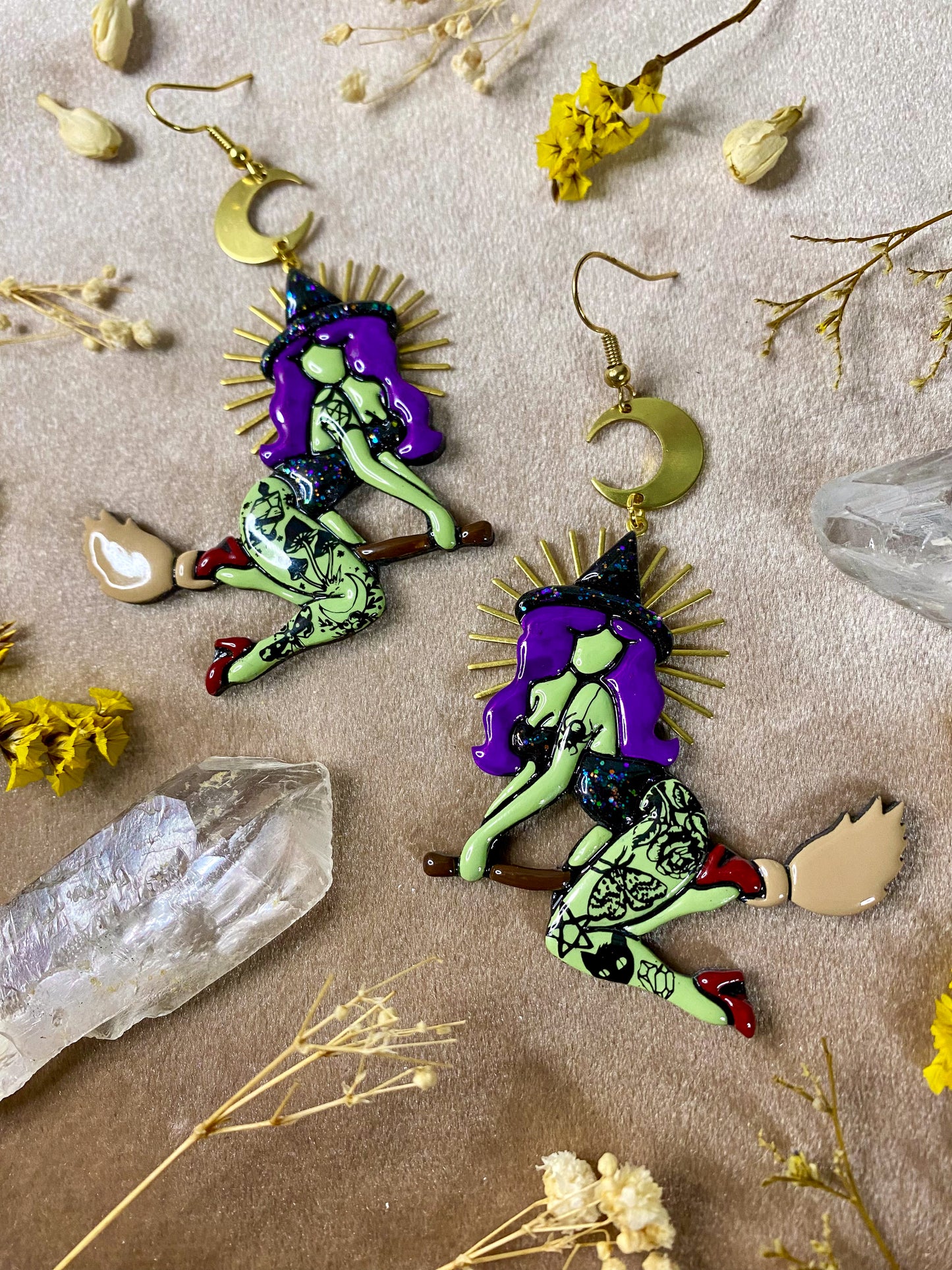 Witchy Green Babe Earrings