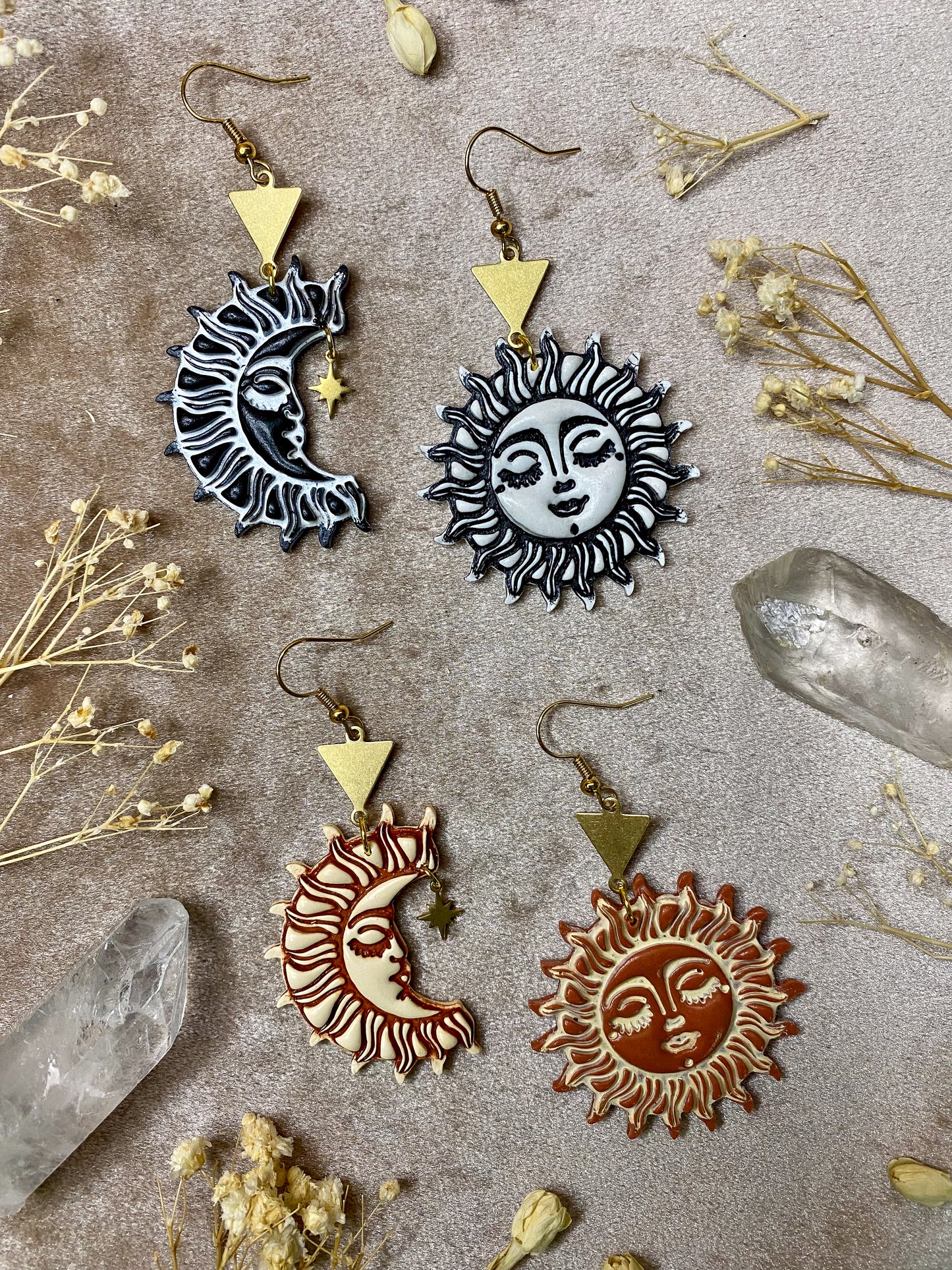 Contrast Sun and Moon Earrings