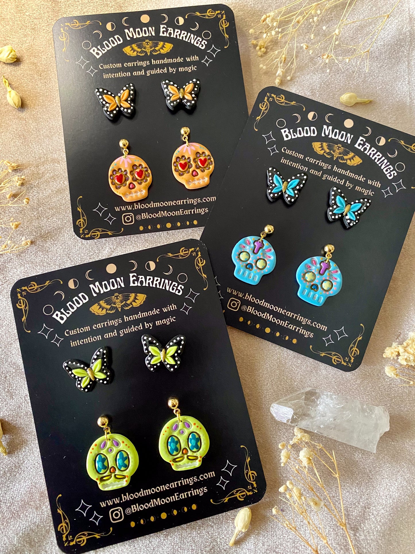 Colorful Sugar Skull Midi and Butterfly Stud Pack