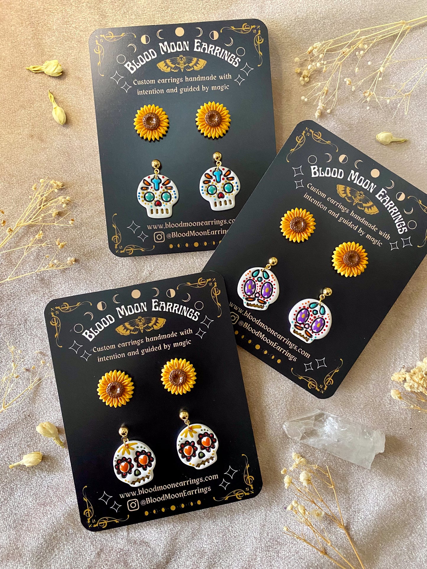 White Sugar Skull Midi and Sunflower Stud Pack