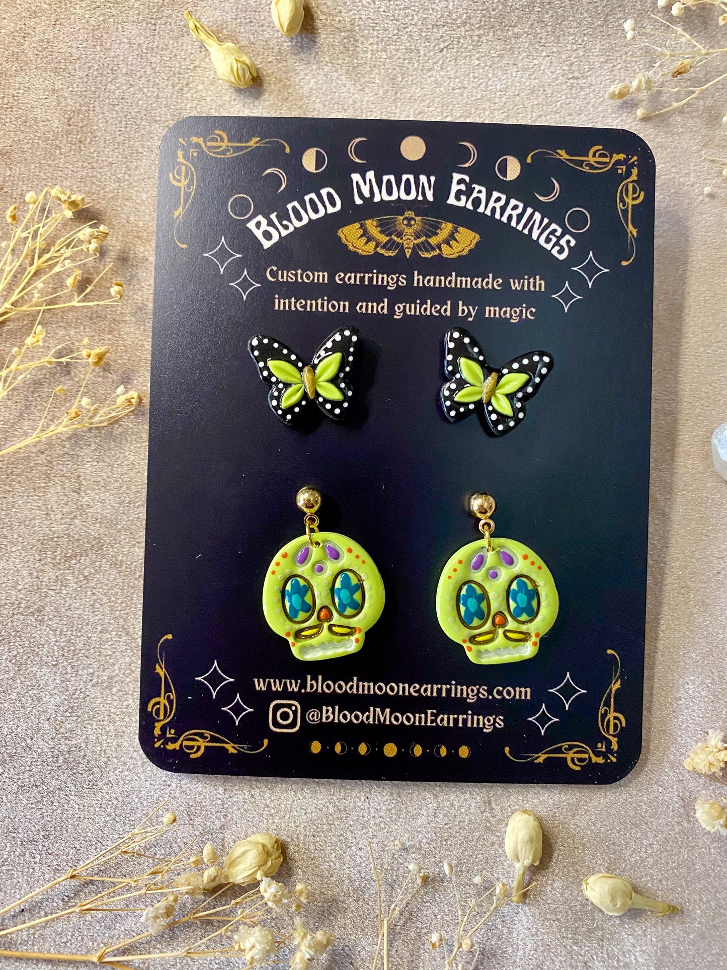 Colorful Sugar Skull Midi and Butterfly Stud Pack