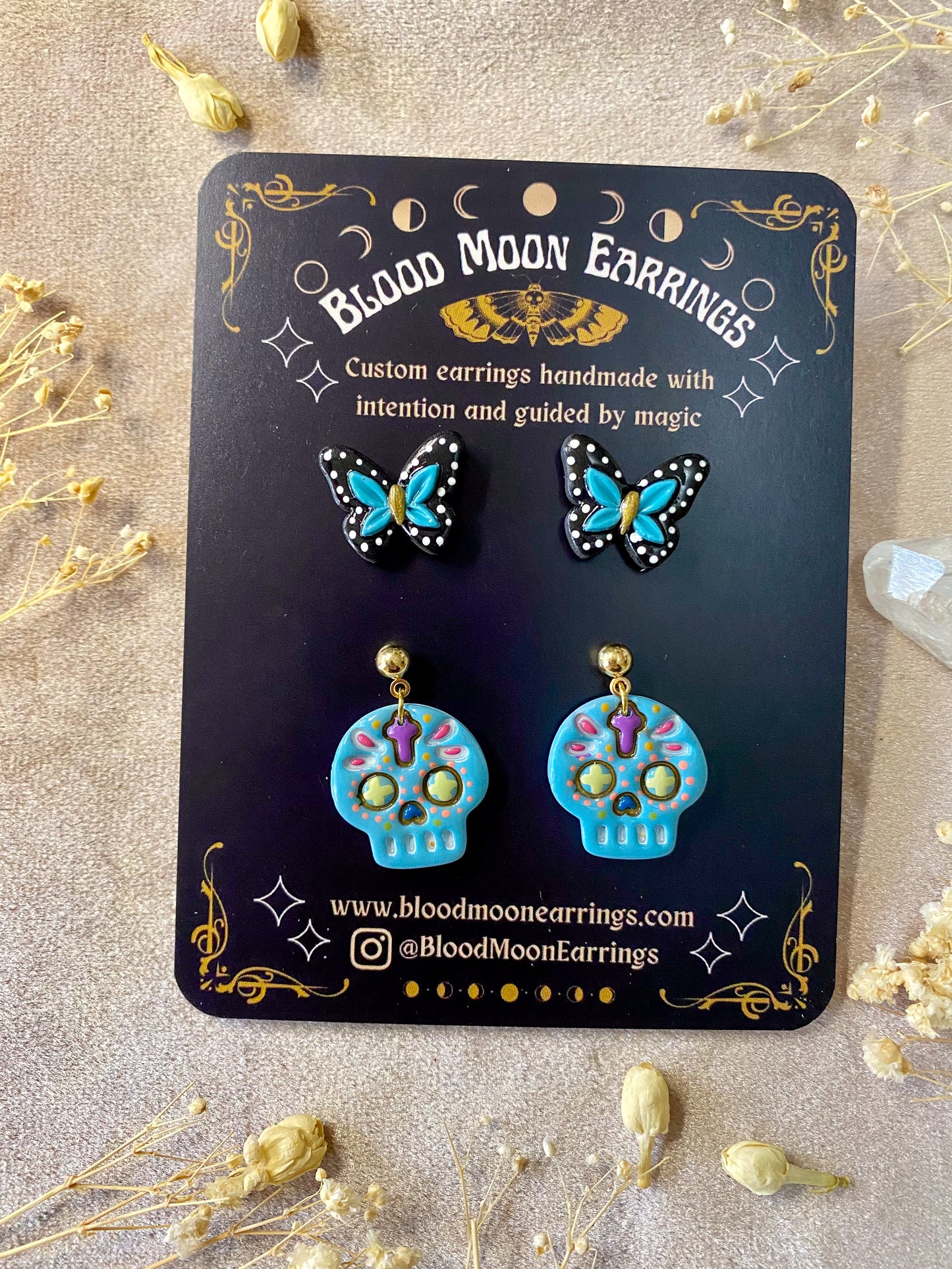 Colorful Sugar Skull Midi and Butterfly Stud Pack