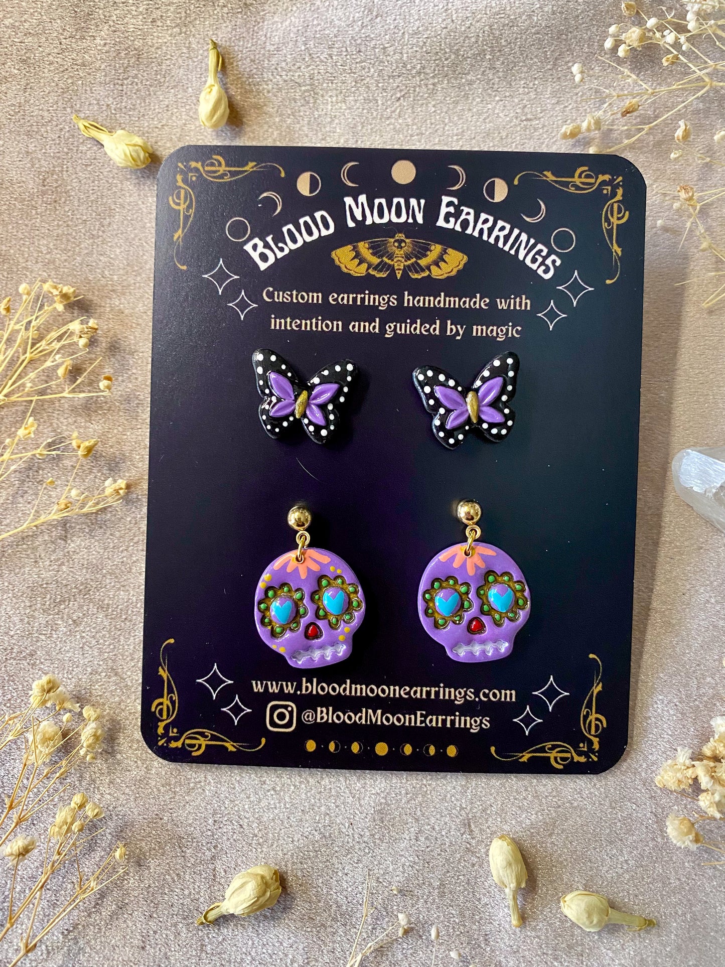 Colorful Sugar Skull Midi and Butterfly Stud Pack