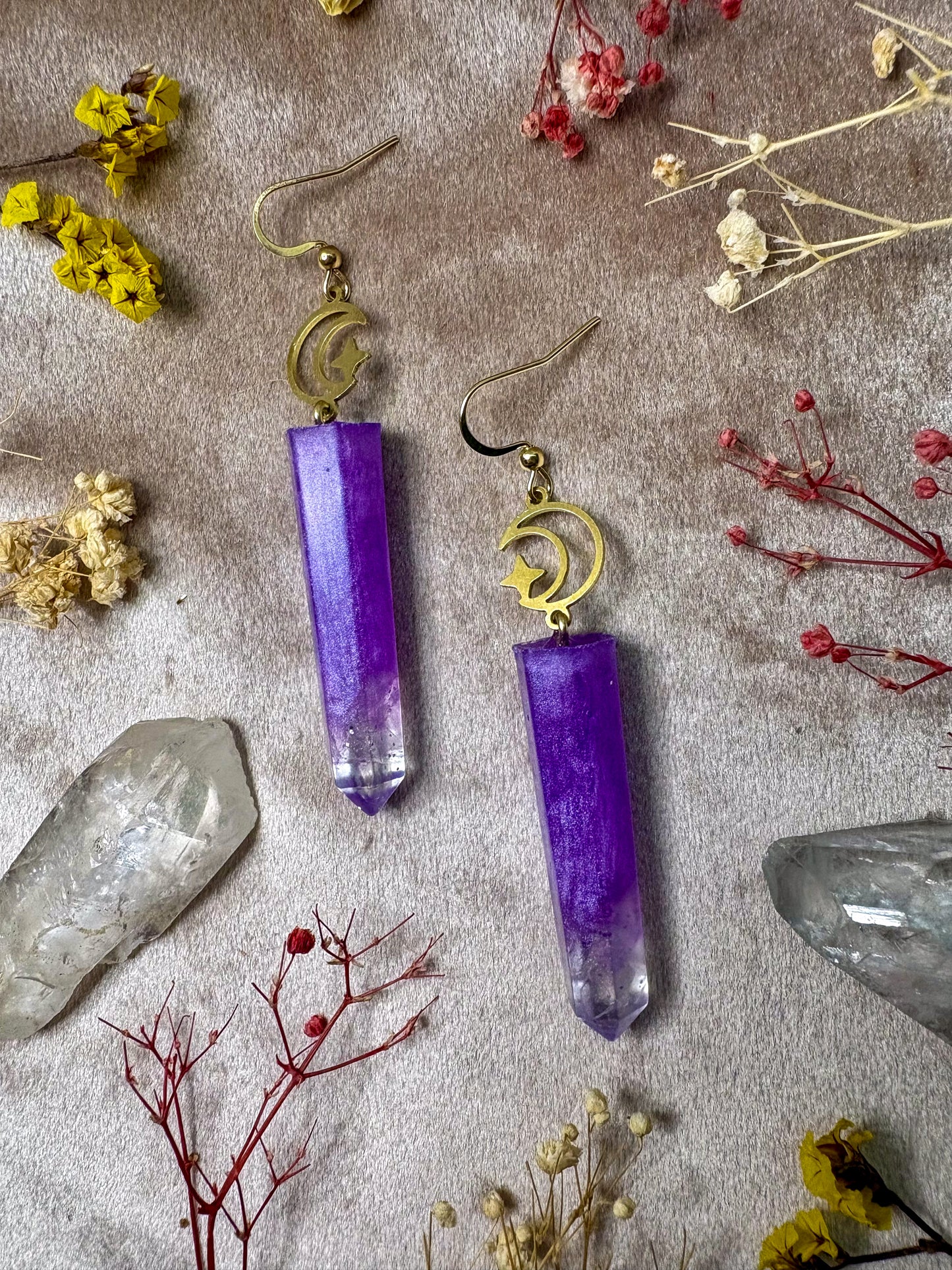 Light Purple Crystal Earrings