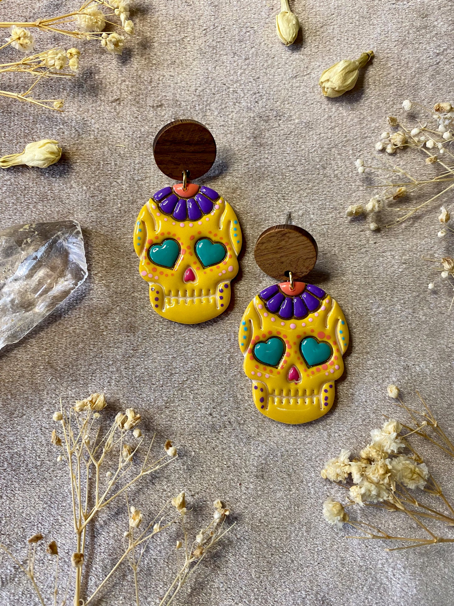 Colorful Sugar Skull Dangle Earrings