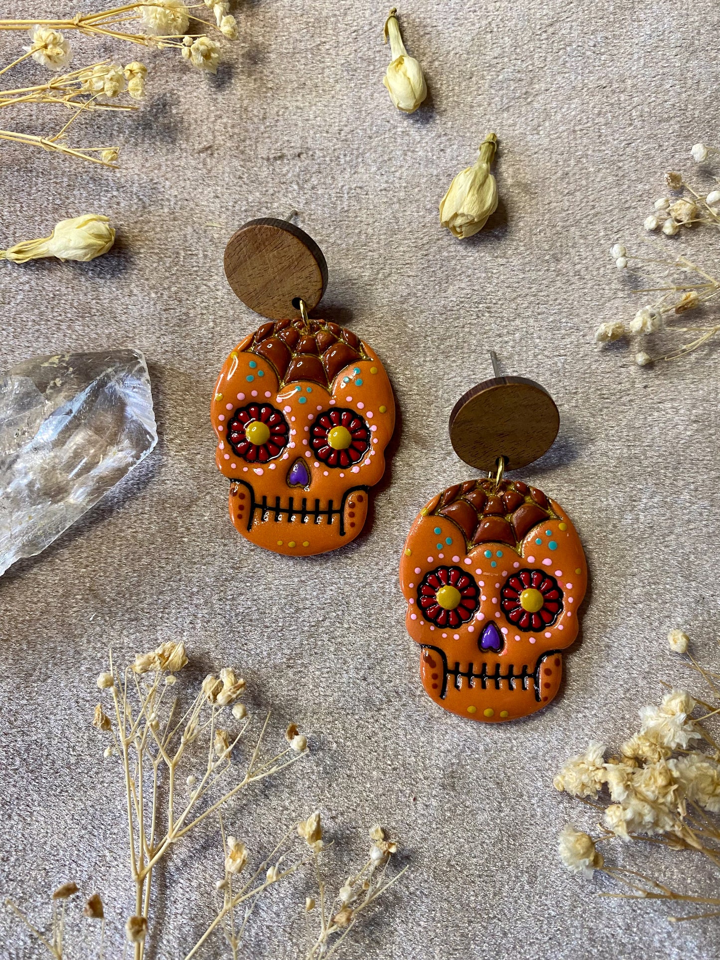 Colorful Sugar Skull Dangle Earrings