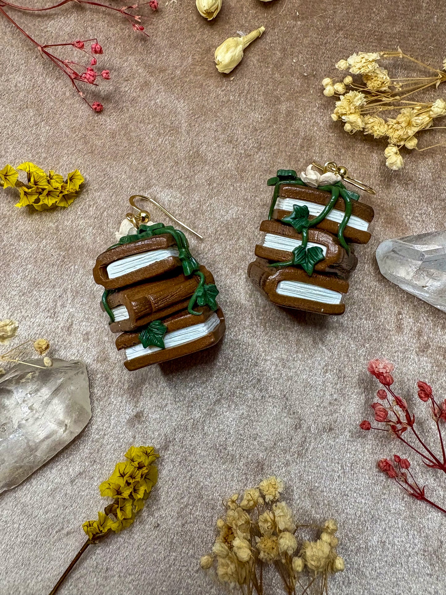 Wooden Book Stack Earrings
