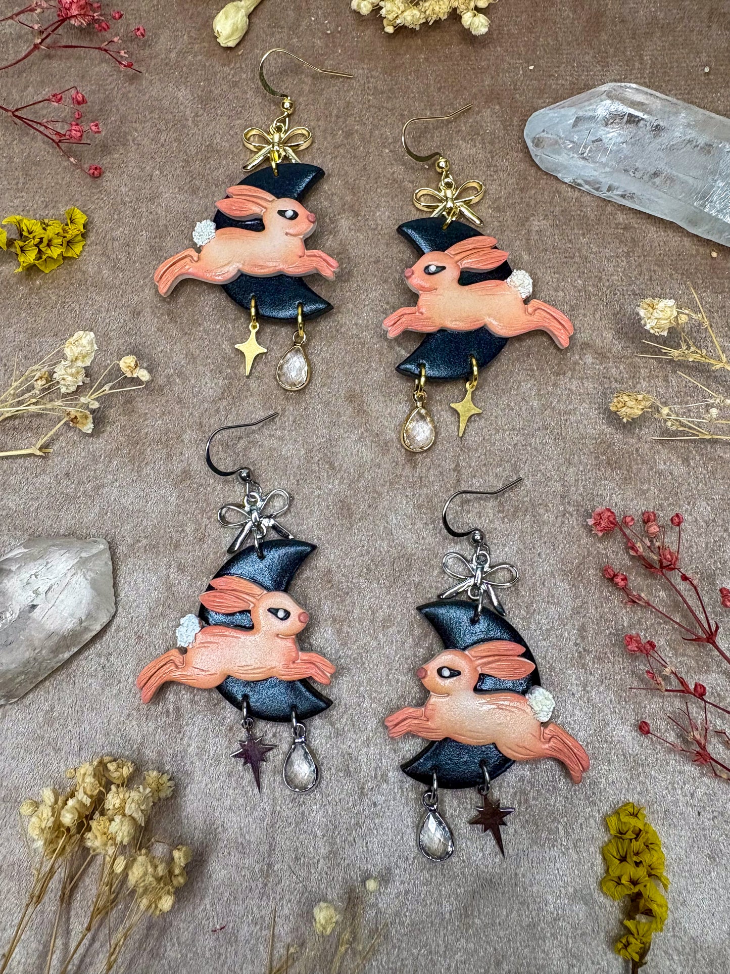 Pastel Bunny Moon Earrings