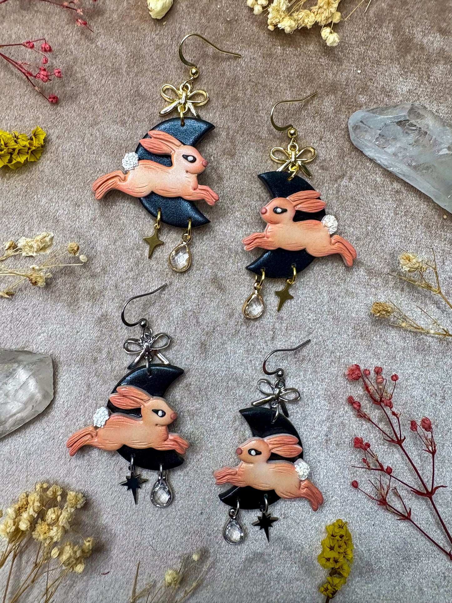 Pastel Bunny Moon Earrings