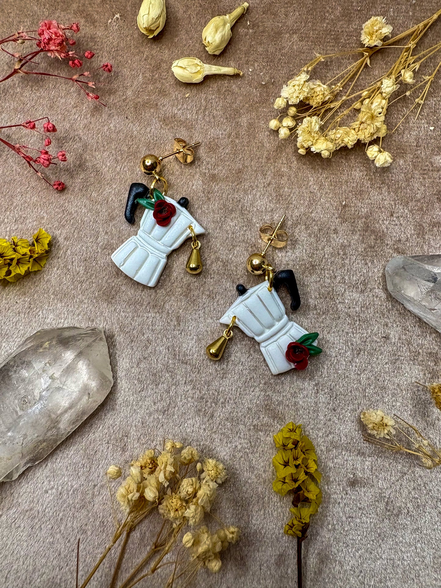 Drop of Coffee Midi Earrings (White)