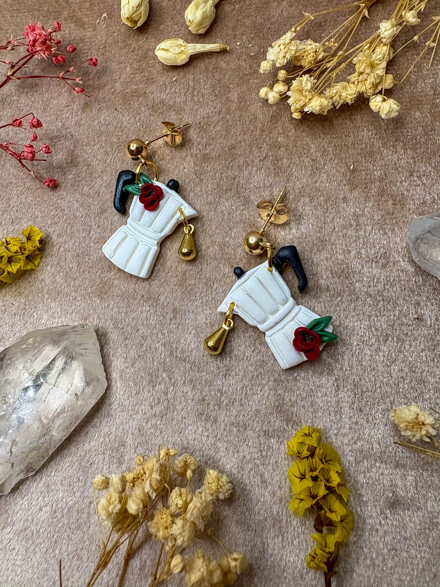 Drop of Coffee Midi Earrings (White)