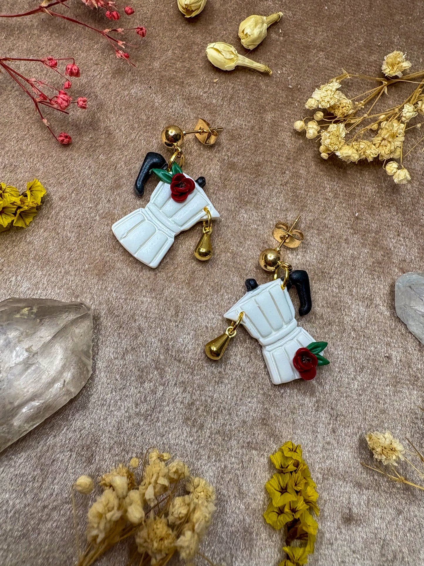 Drop of Coffee Midi Earrings (White)