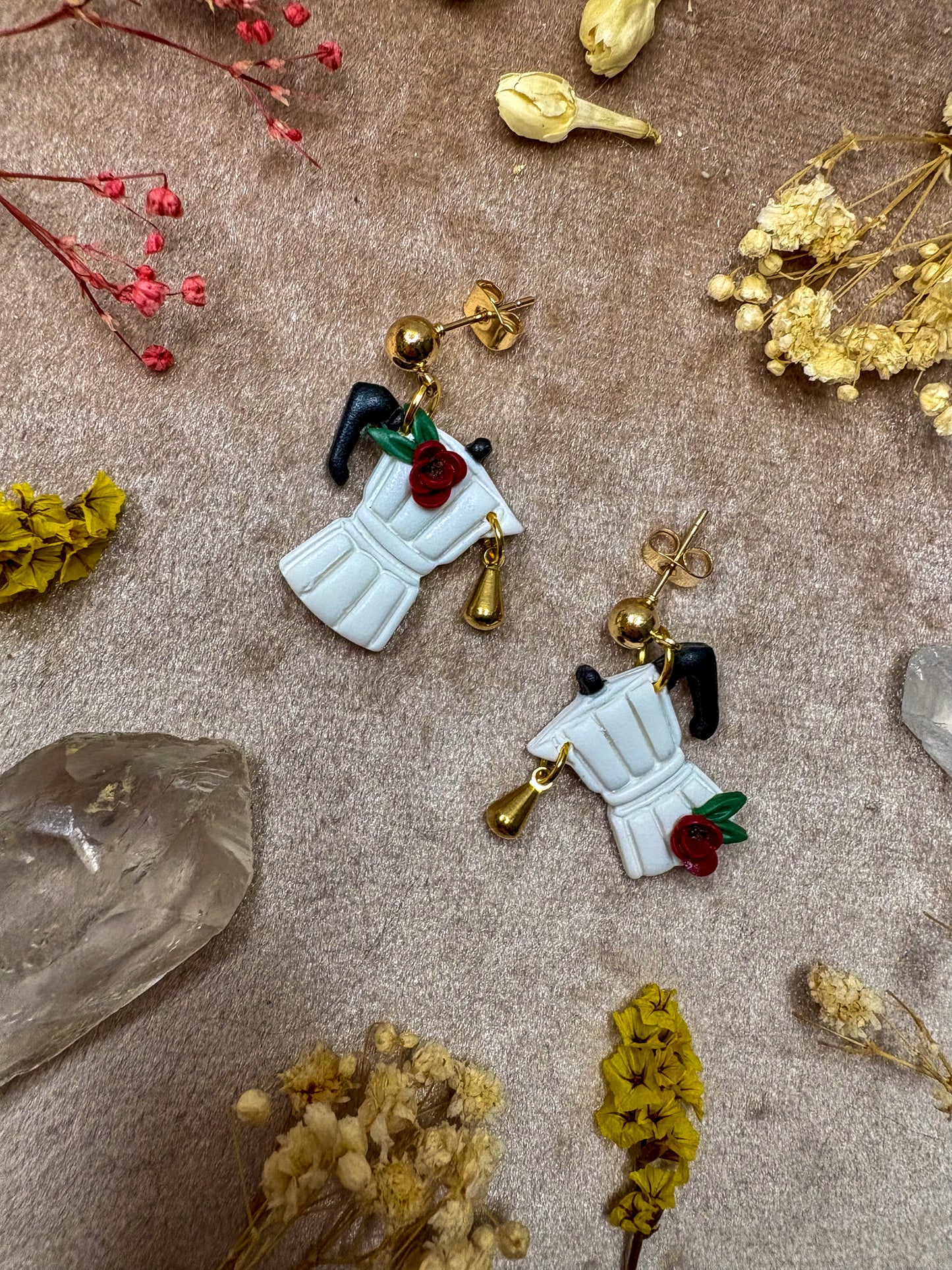 Drop of Coffee Midi Earrings (White)