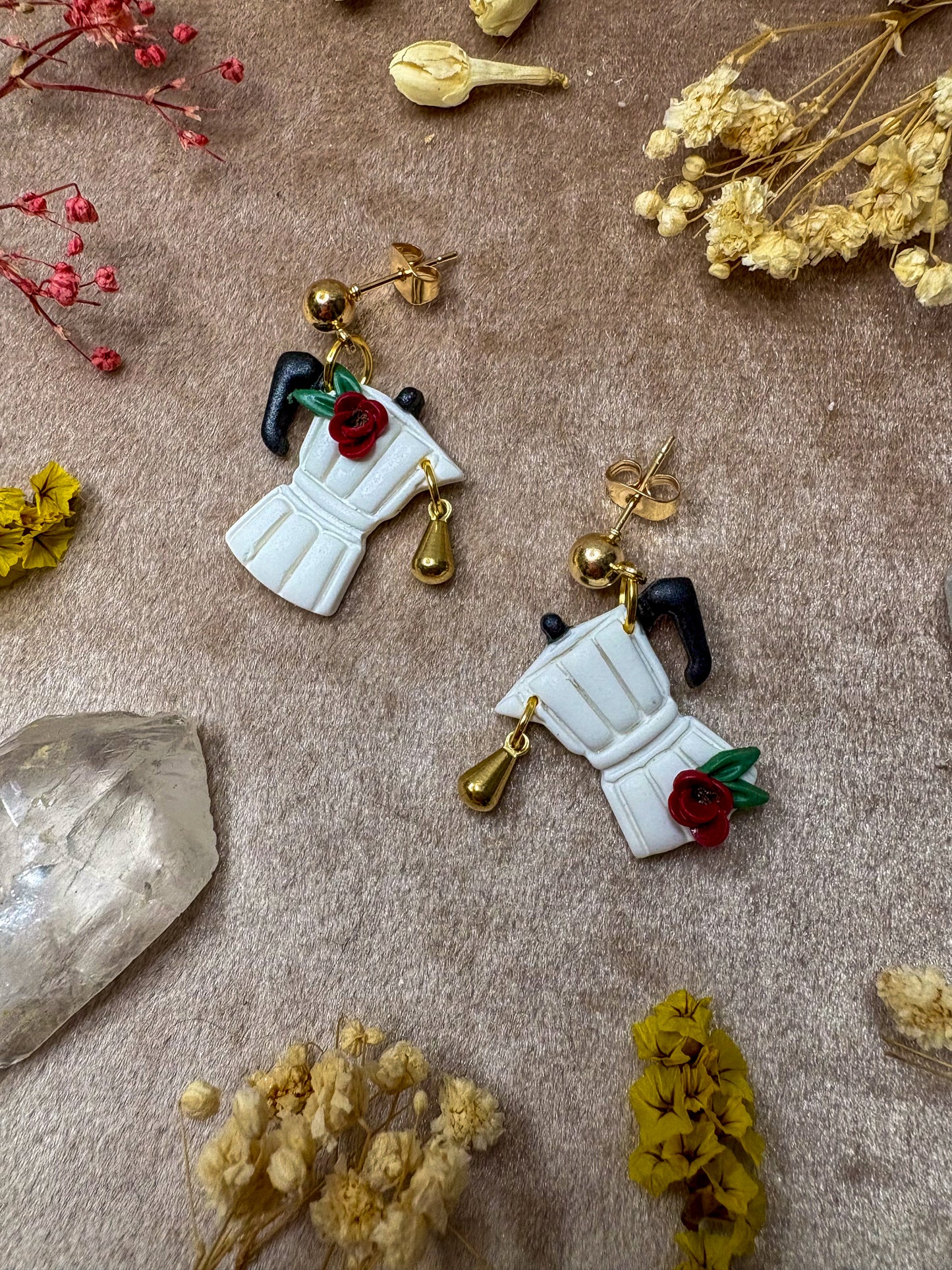 Drop of Coffee Midi Earrings (White)