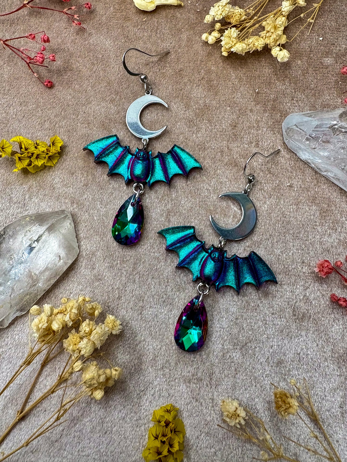 Galactic Sparkle Bat Earrings