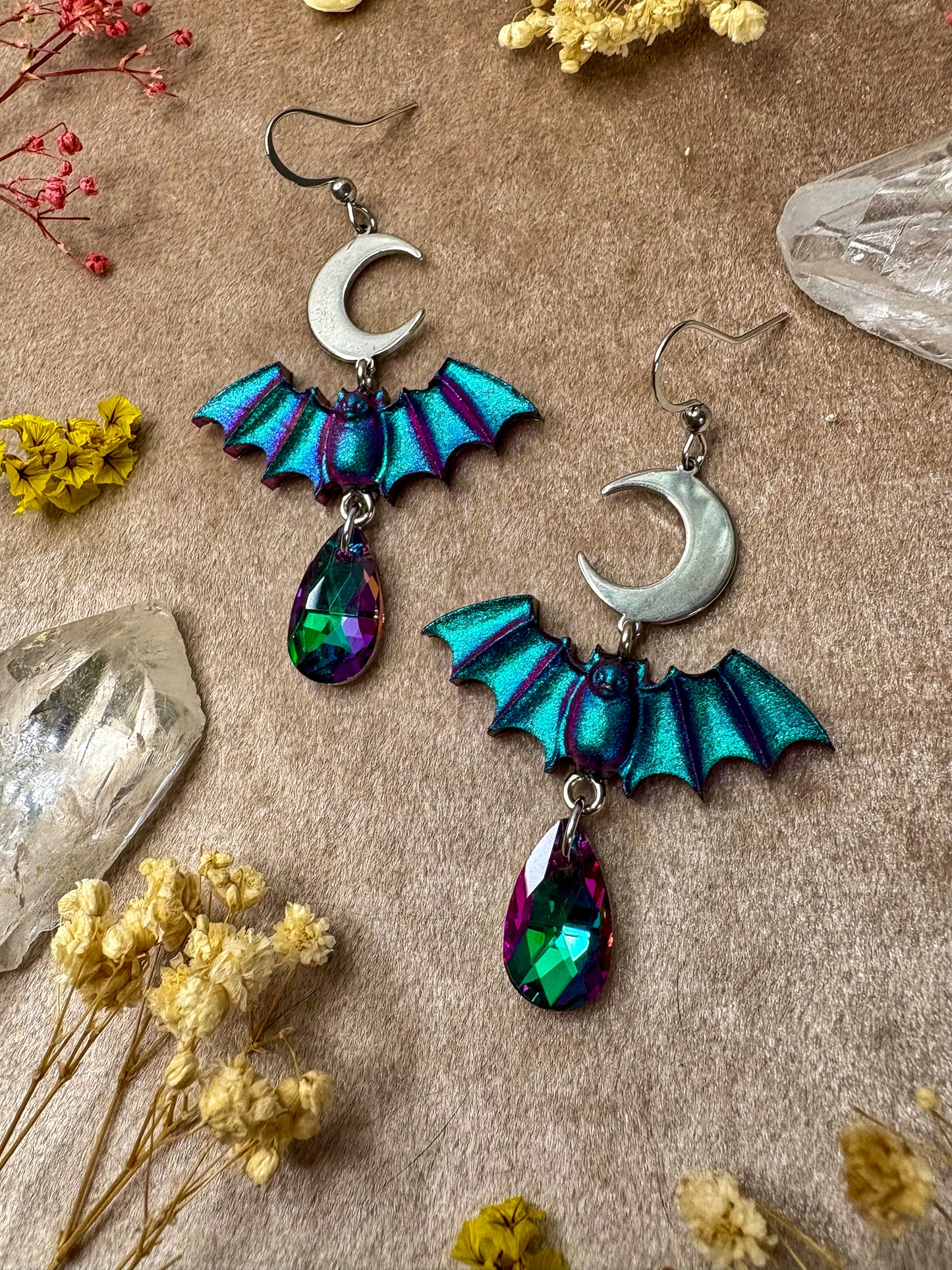 Galactic Sparkle Bat Earrings