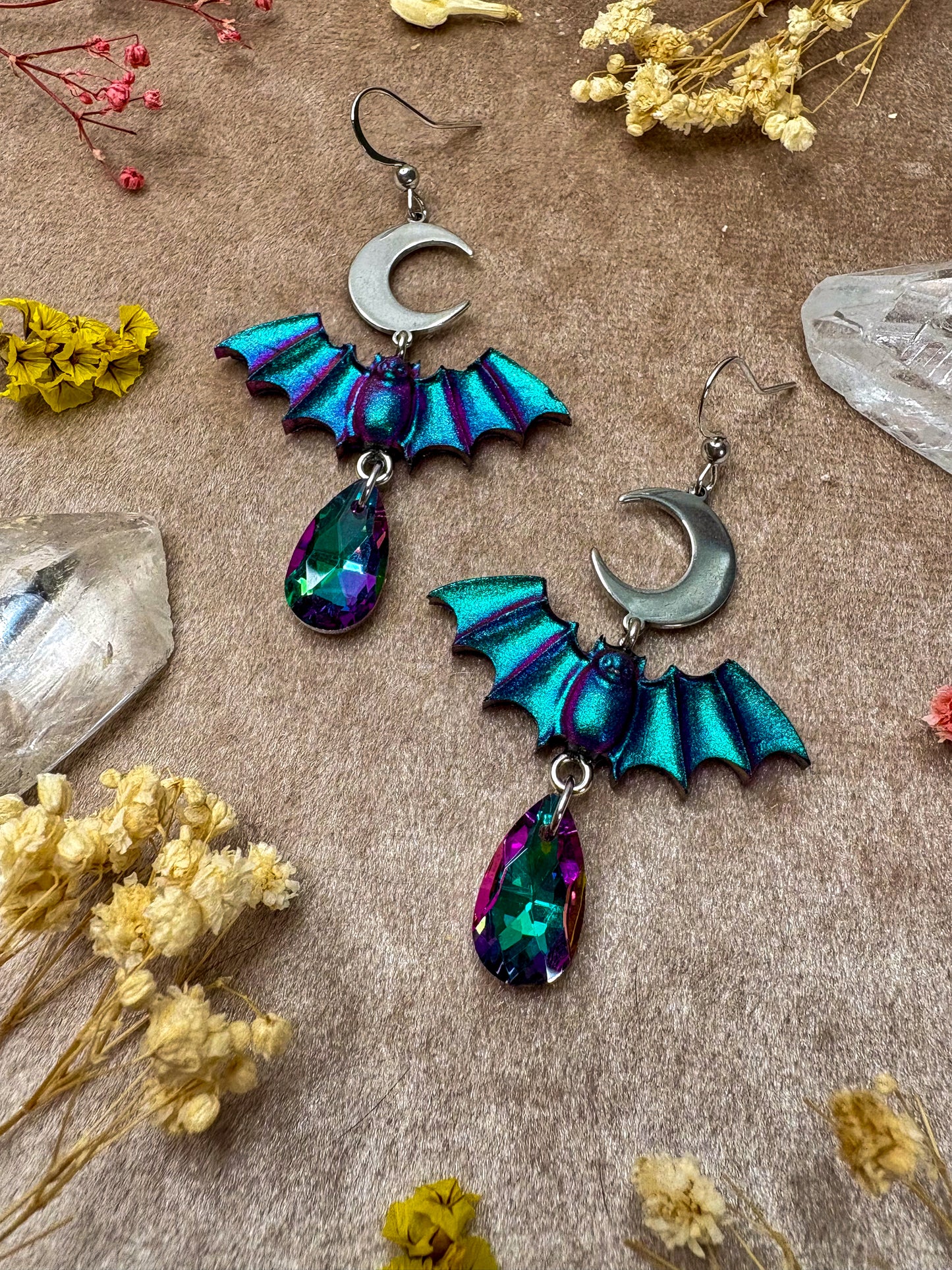 Galactic Sparkle Bat Earrings