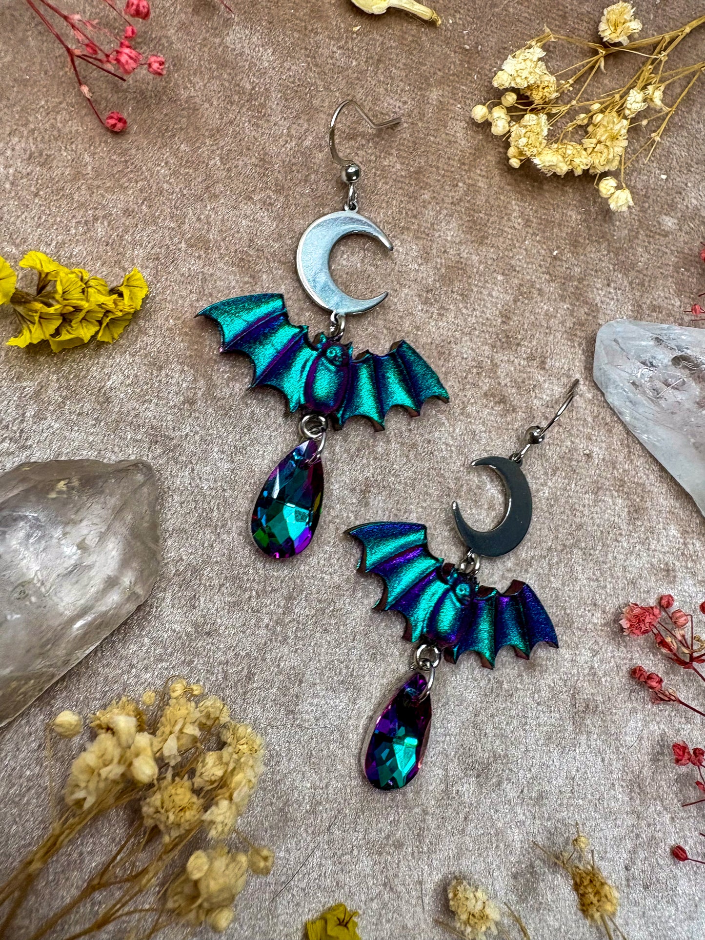 Galactic Sparkle Bat Earrings