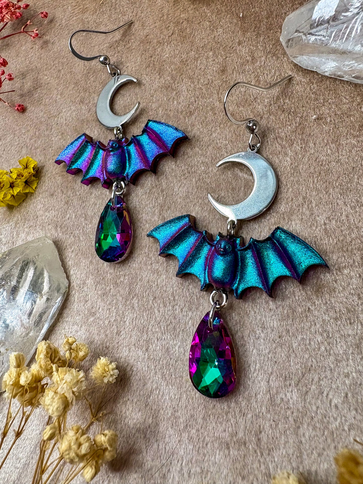Galactic Sparkle Bat Earrings