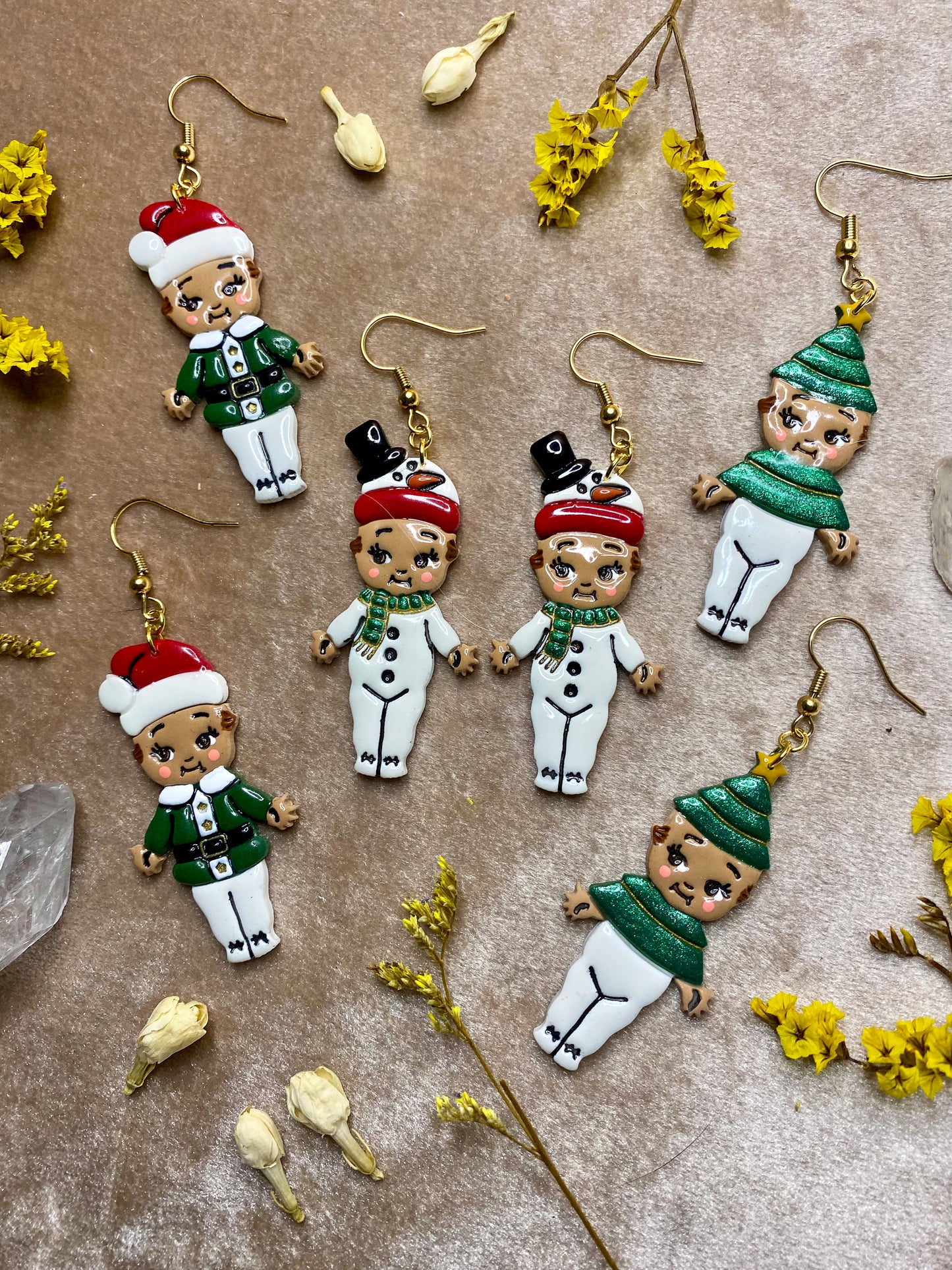 Festive Holiday Cutie Dangle Earrings (Dark)