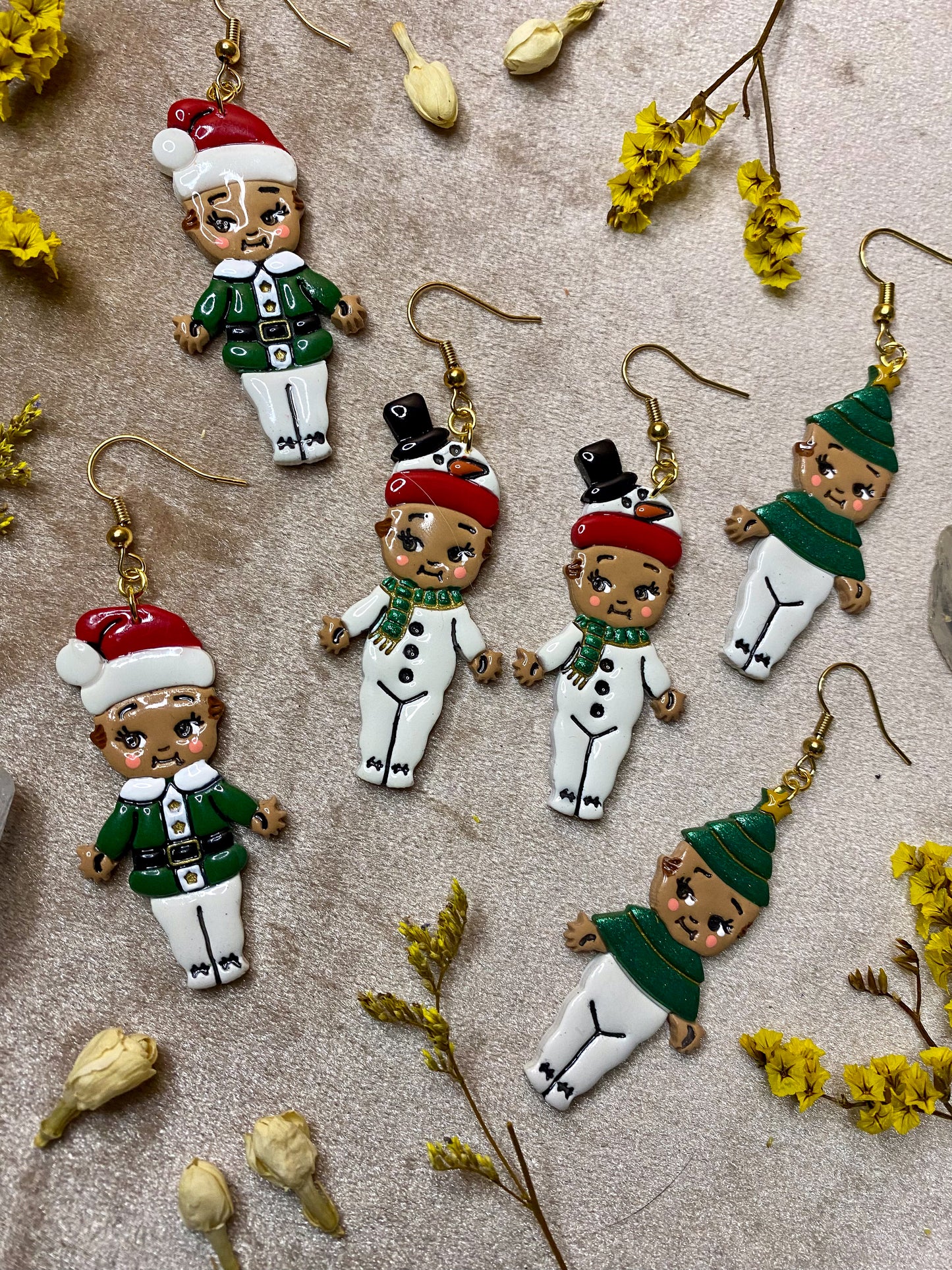 Festive Holiday Cutie Dangle Earrings (Dark)
