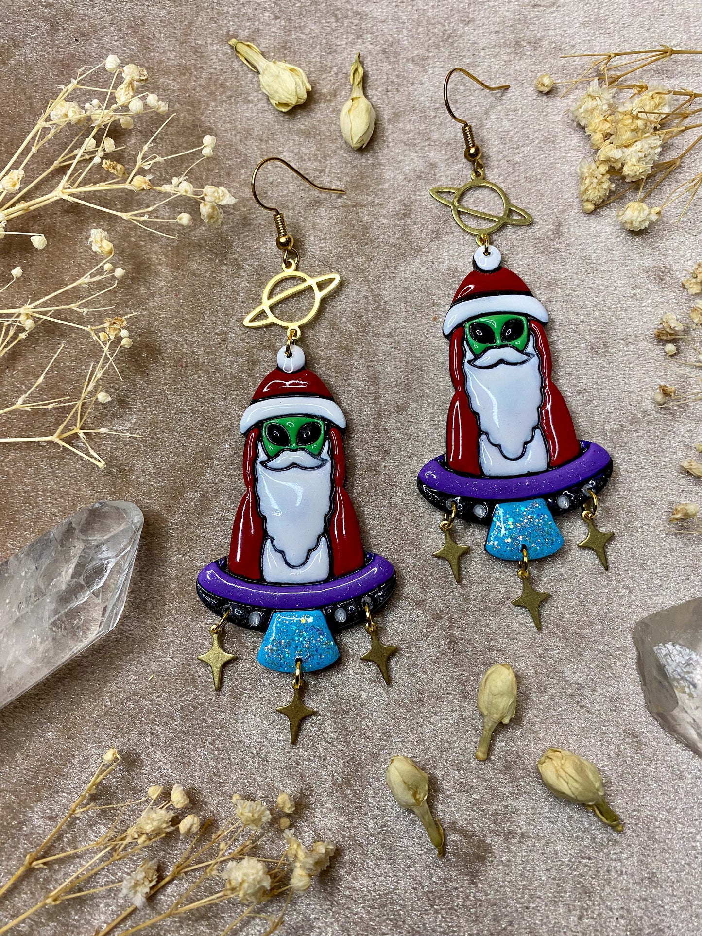 Alien Santa Dangle Earrings