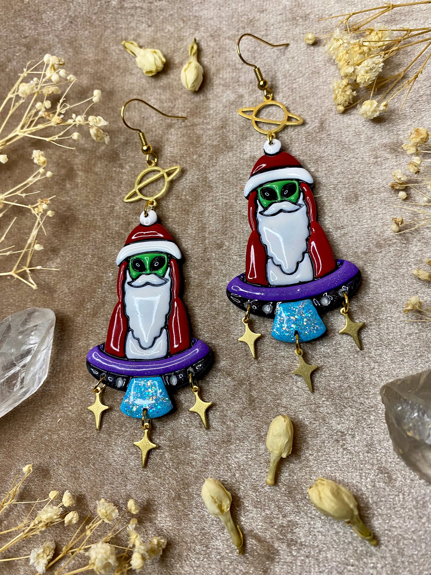 Alien Santa Dangle Earrings