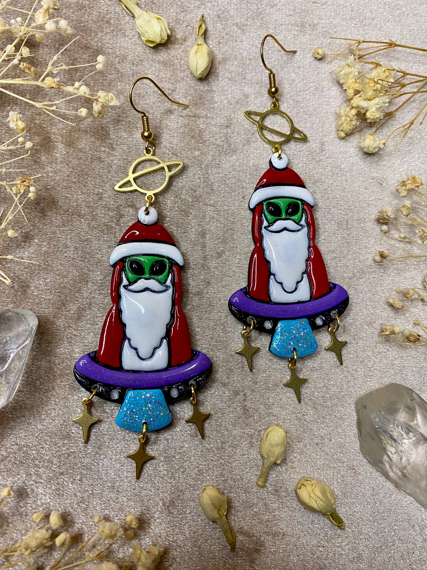 Alien Santa Dangle Earrings