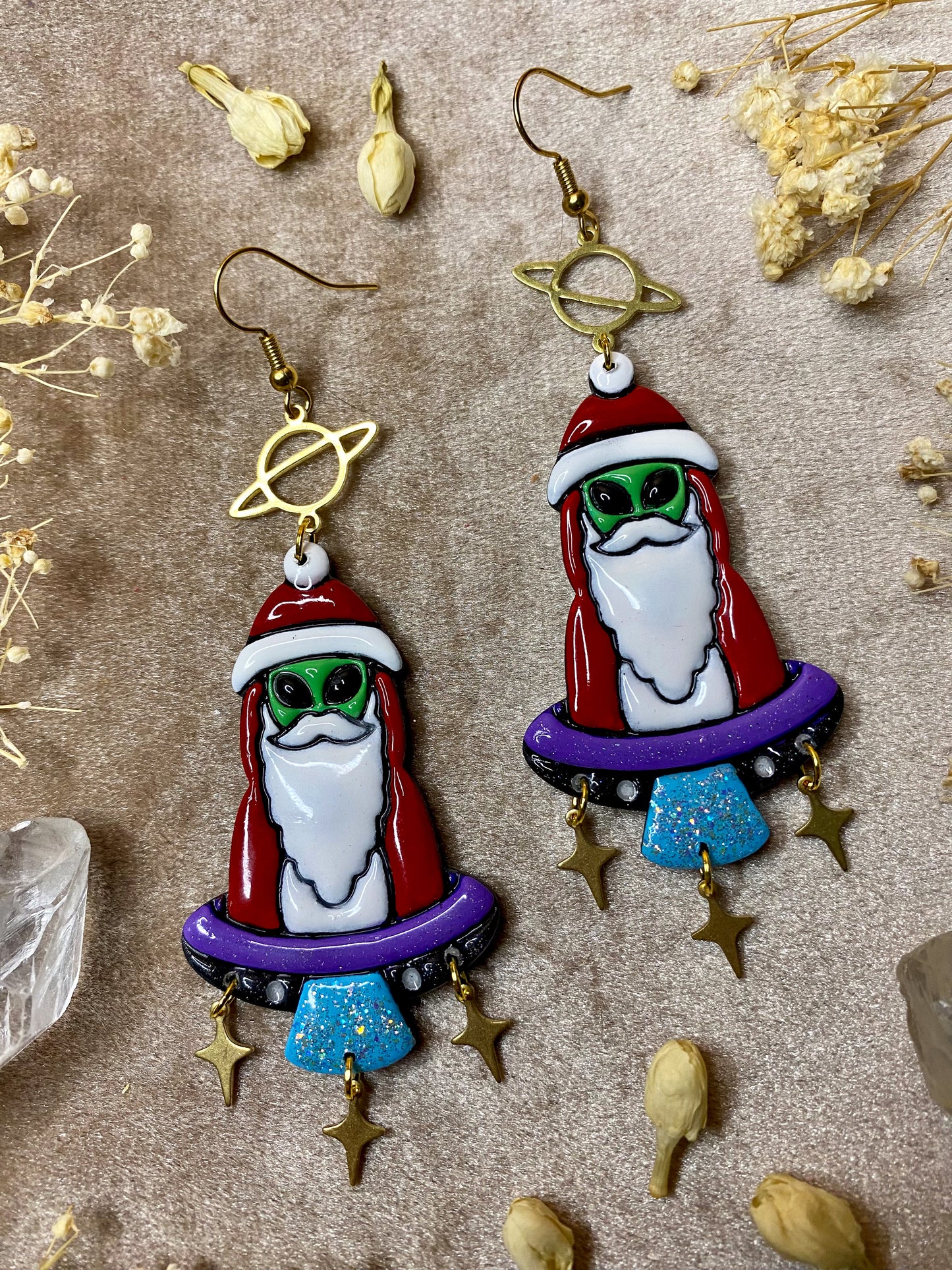 Alien Santa Dangle Earrings