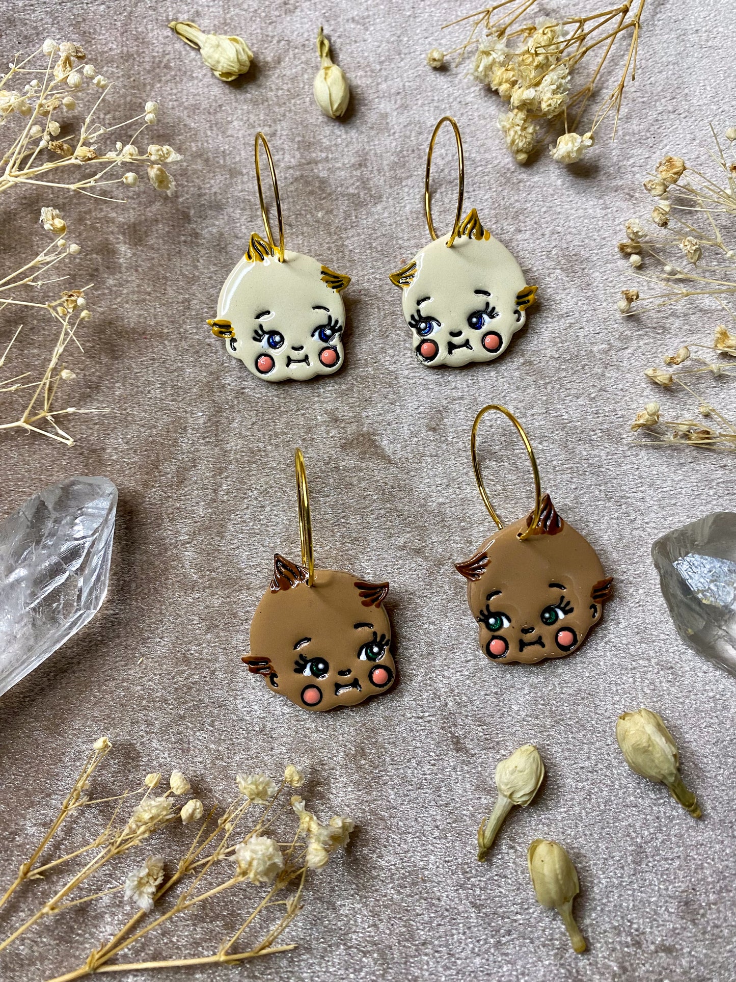 polymer clay and resin baby hoop earrings