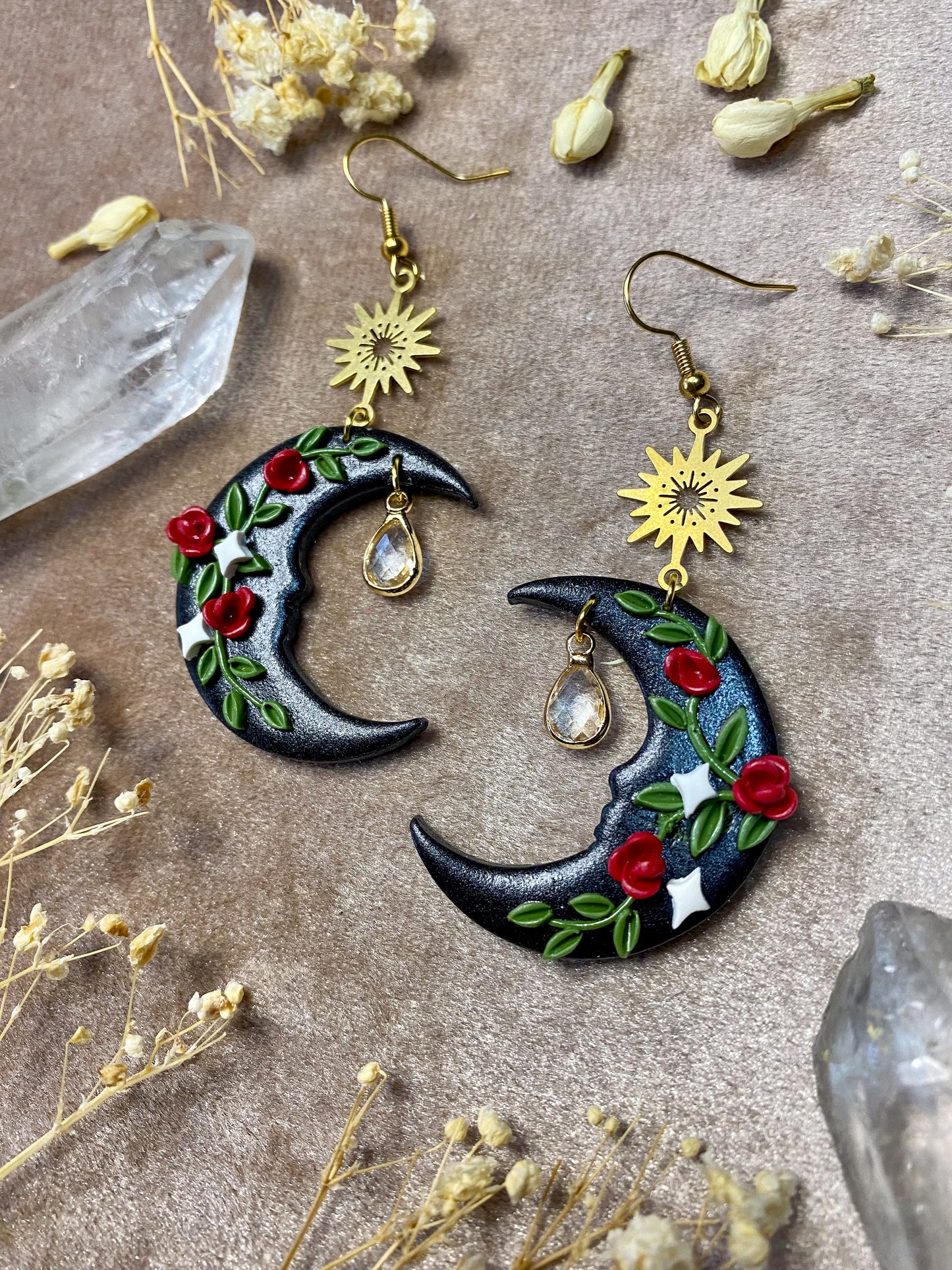 Rose Moon Face Earrings