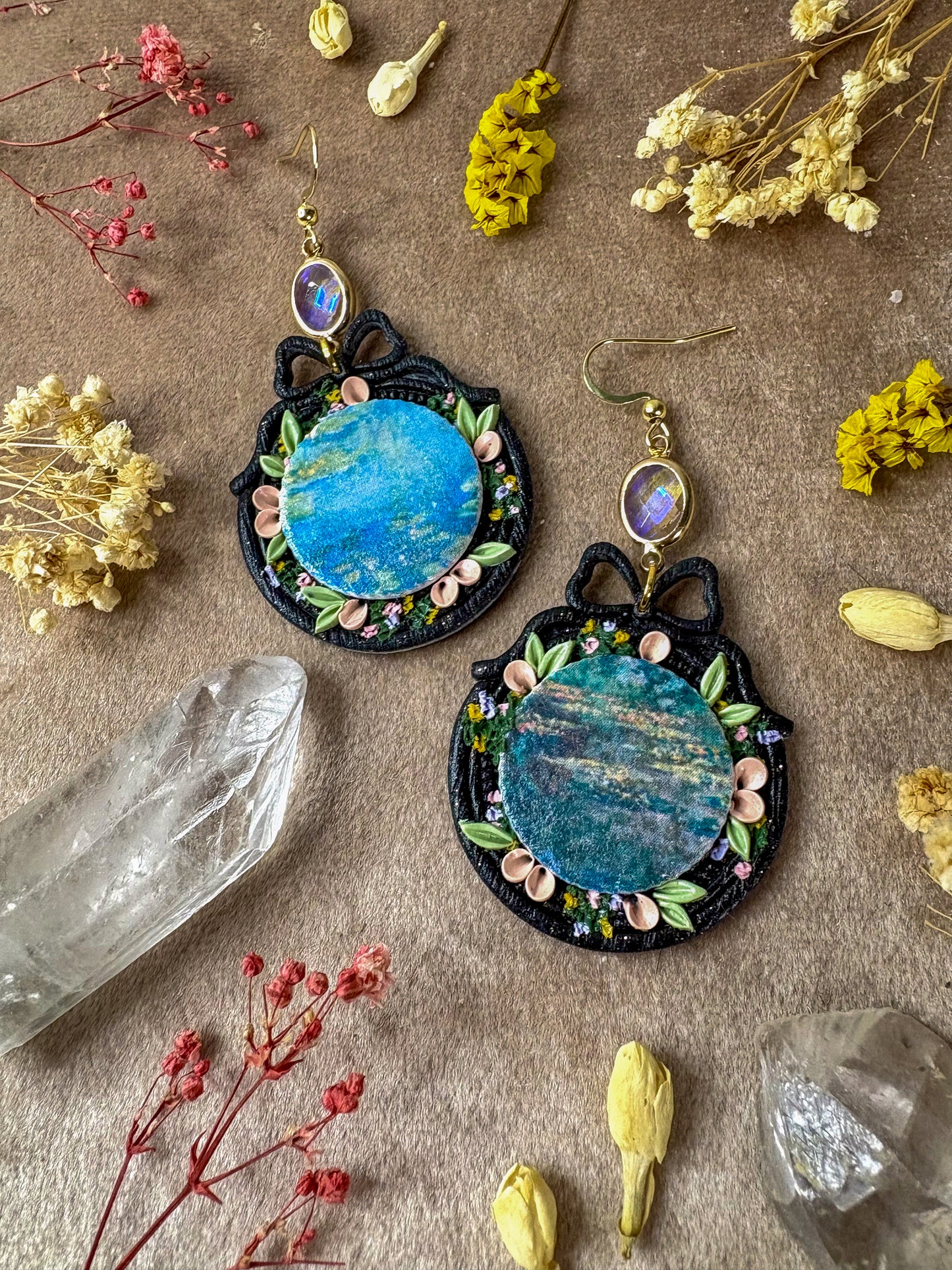 Monet's Water Lilies Art Earrings
