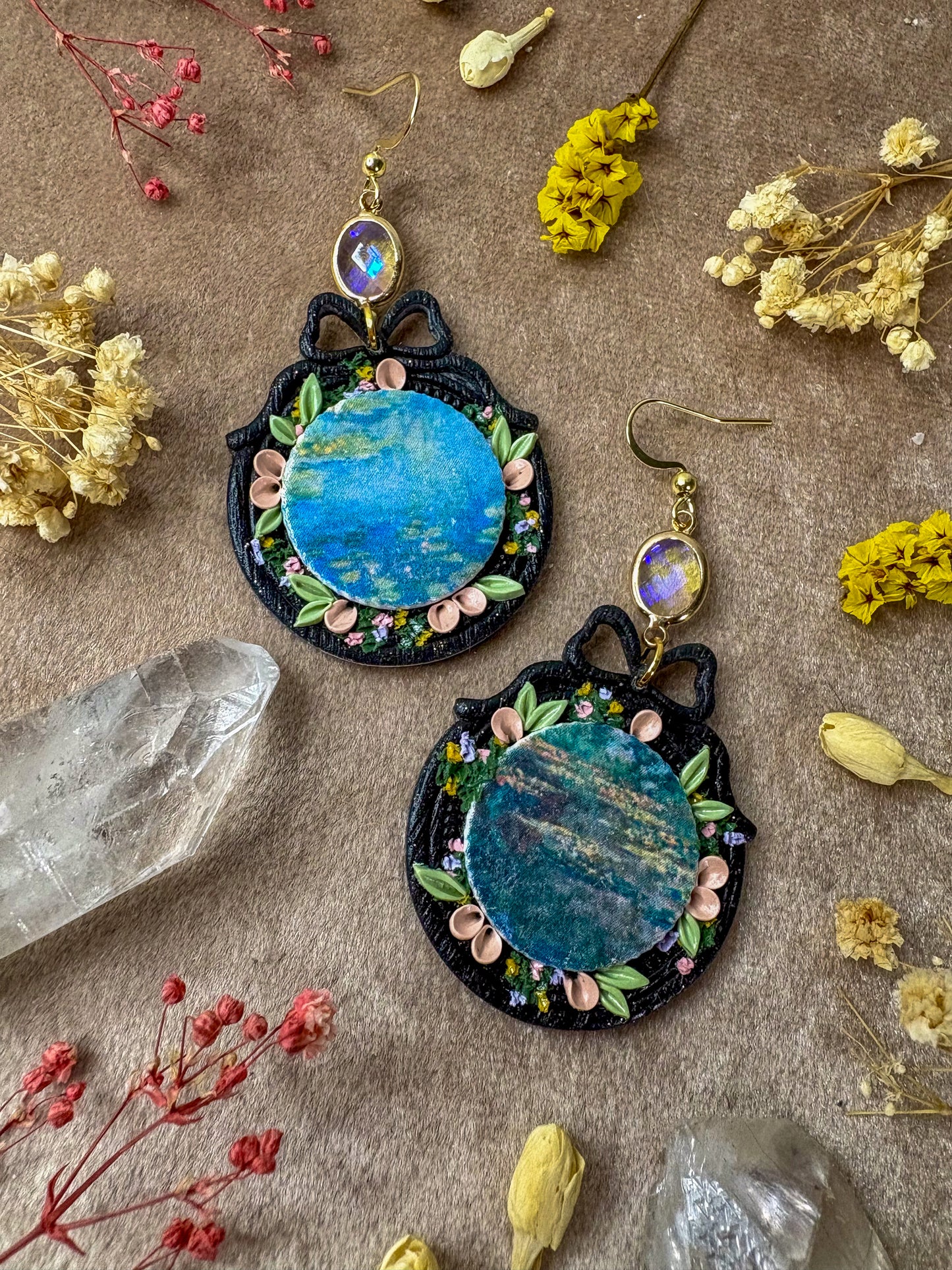 Monet's Water Lilies Art Earrings
