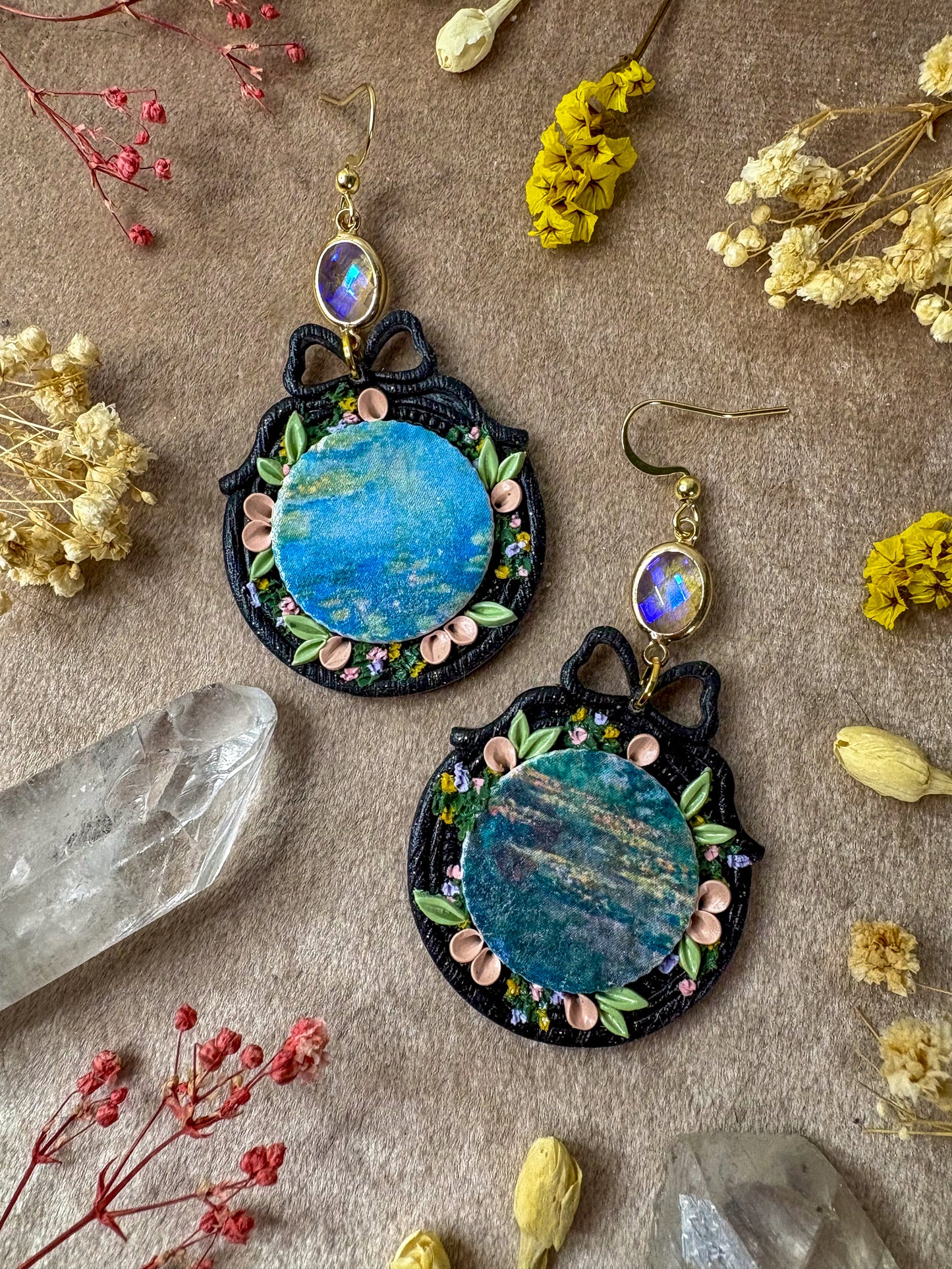 Monet's Water Lilies Art Earrings