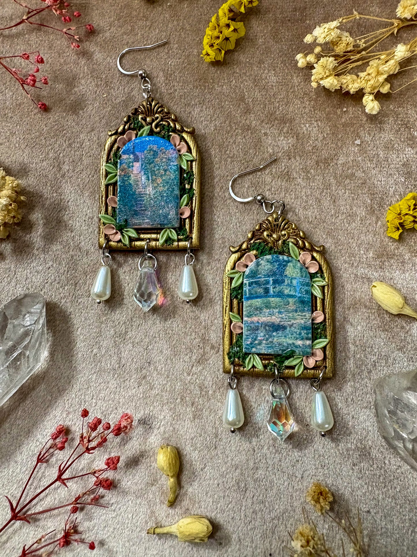 Monet's Bridge and Staircase Art Earrings