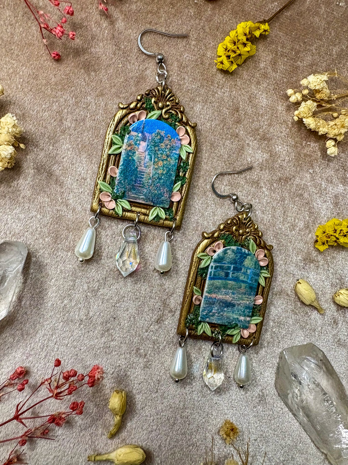 Monet's Bridge and Staircase Art Earrings