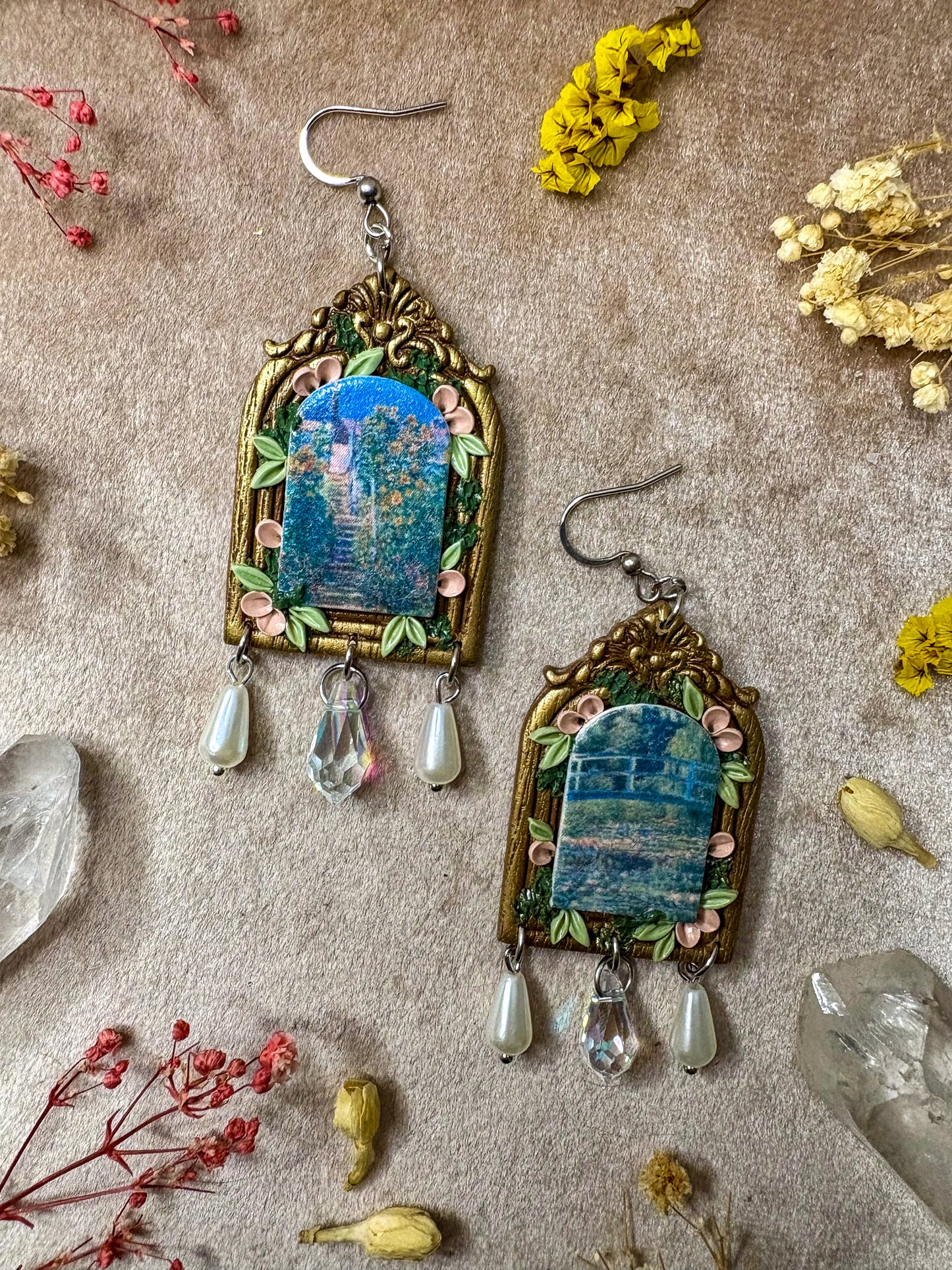 Monet's Bridge and Staircase Art Earrings