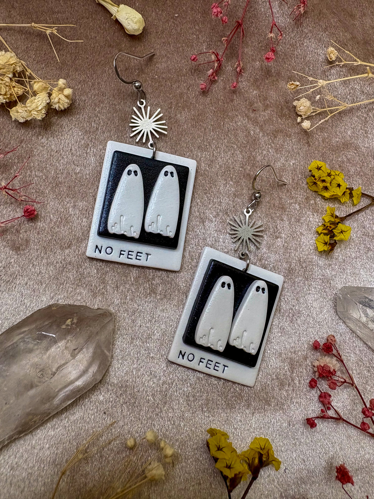 No Feet Ghost Polaroid Earrings