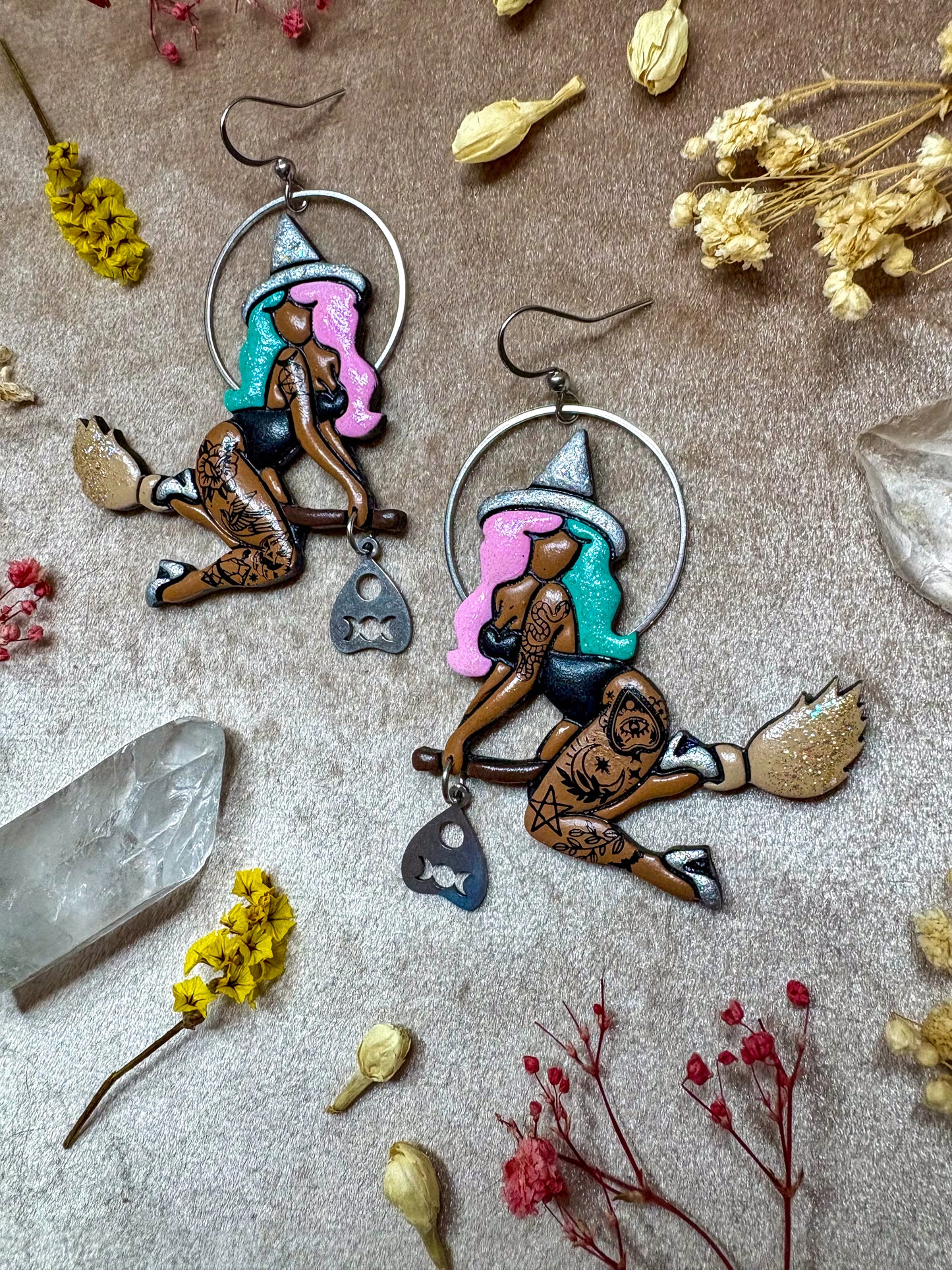 Cotton Candy Witch Earrings
