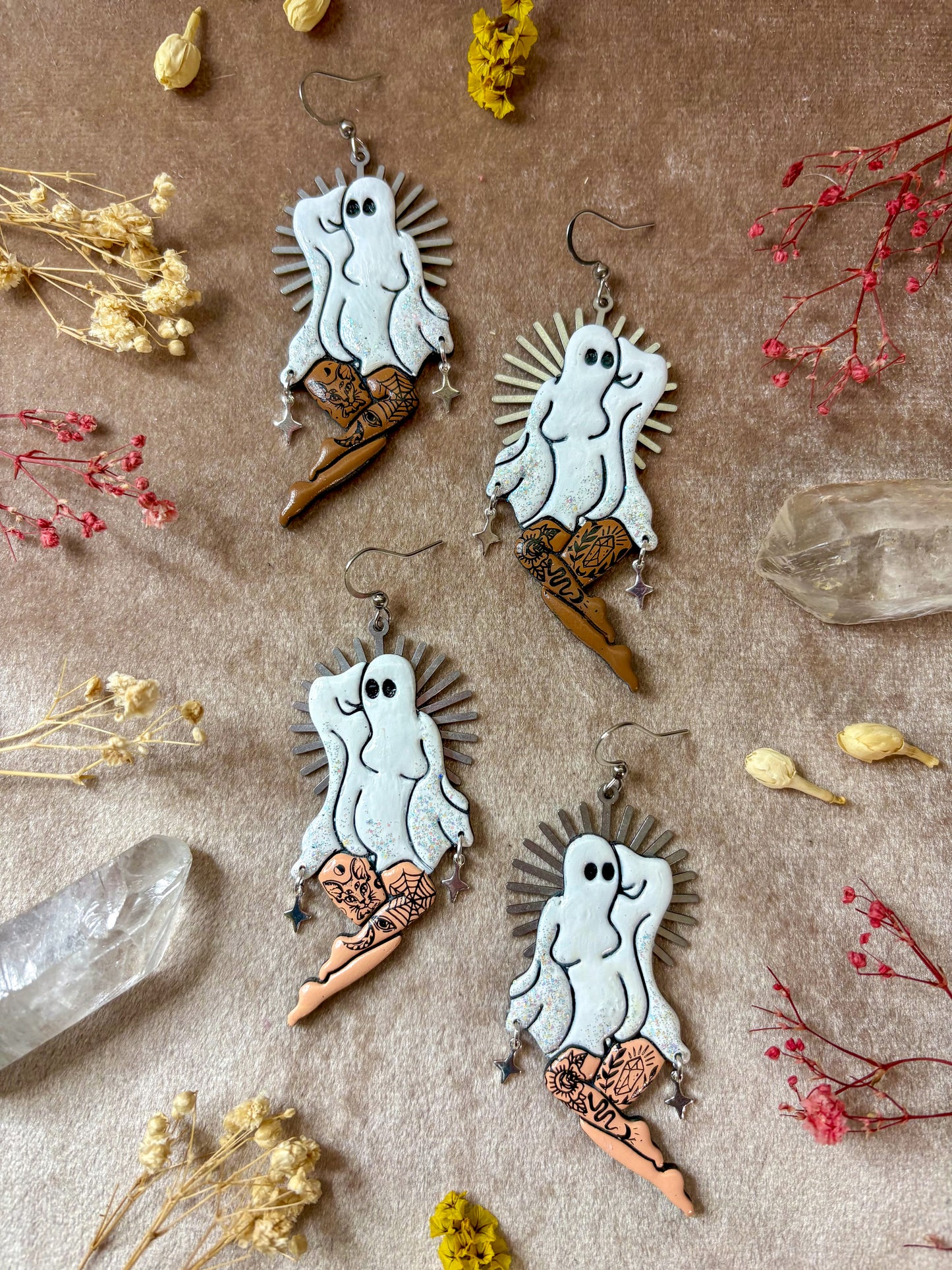 Pin-up Ghost (Silver) Girl Earrings